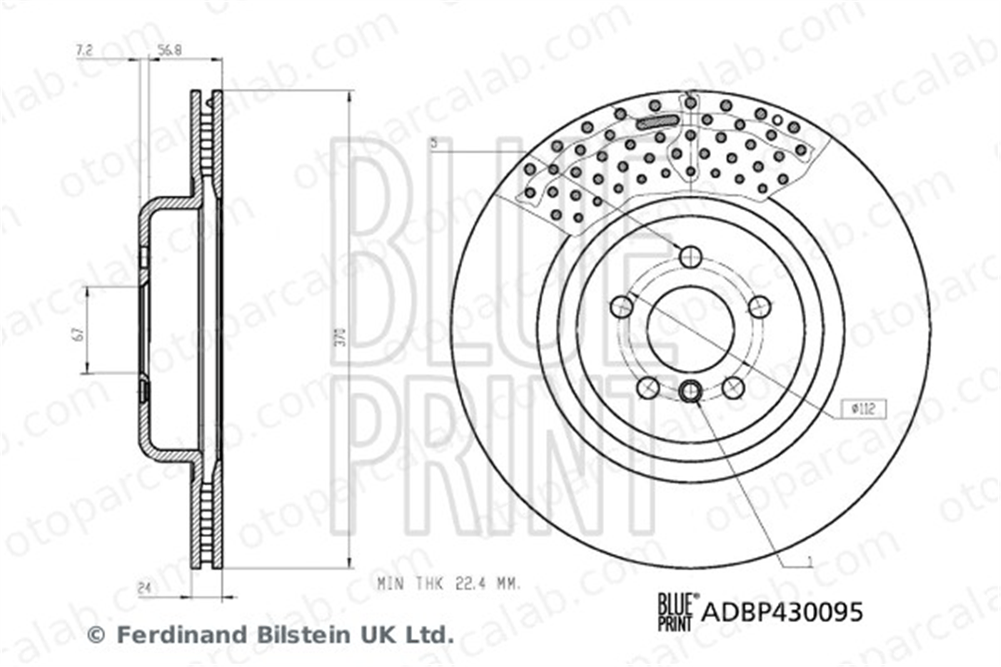 BLUE PRINT ADBP430095 Fren Disk Ayna Arka Sağ ve Sol BMW 7 X5 342169e010 34216860927