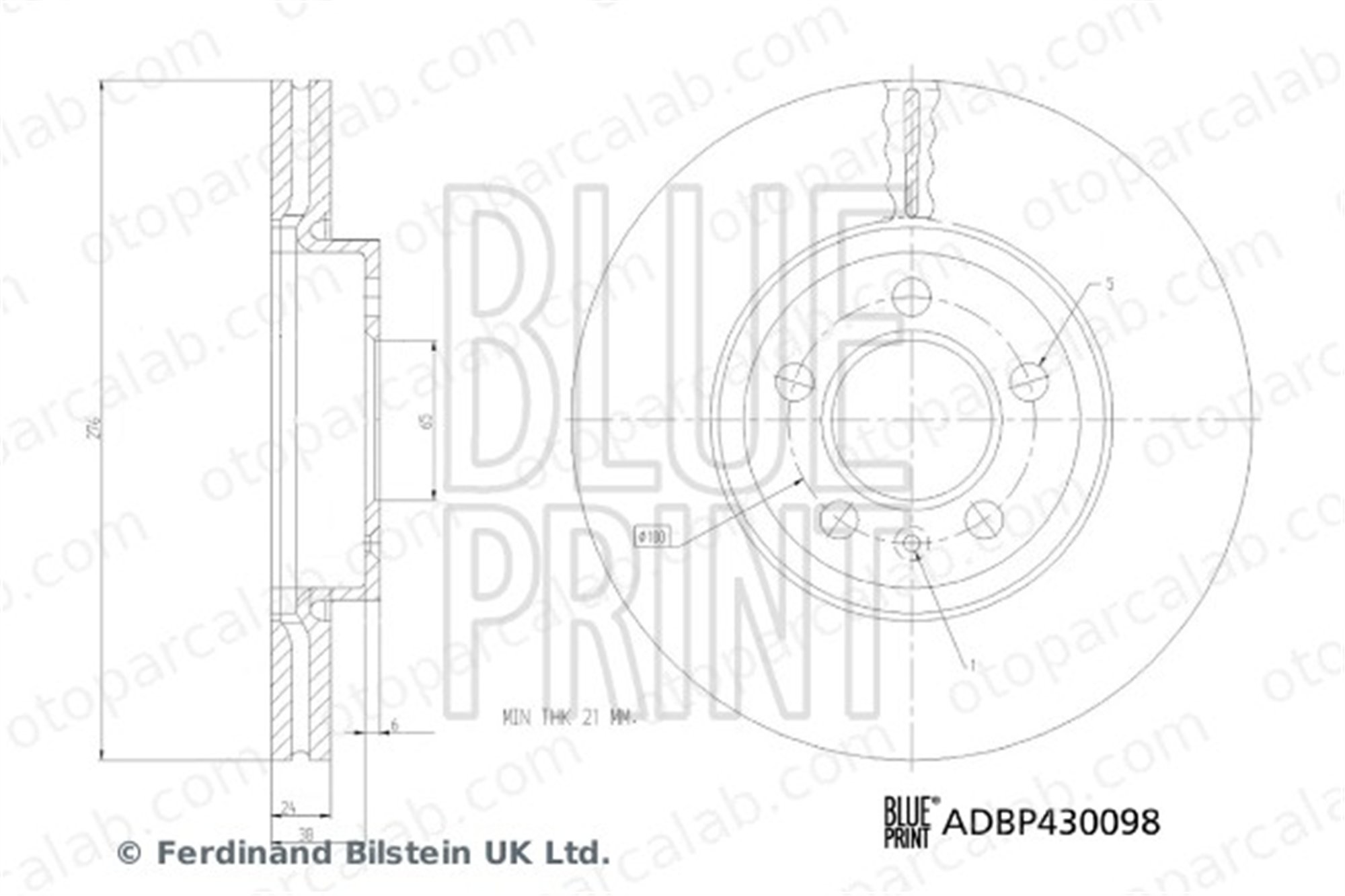 BLUE PRINT ADBP430098 Fren Disk Ayna Ön Sağ ve Sol SEAT IBIZA V VW POLO VI 2Q0615301H 2QB615301E