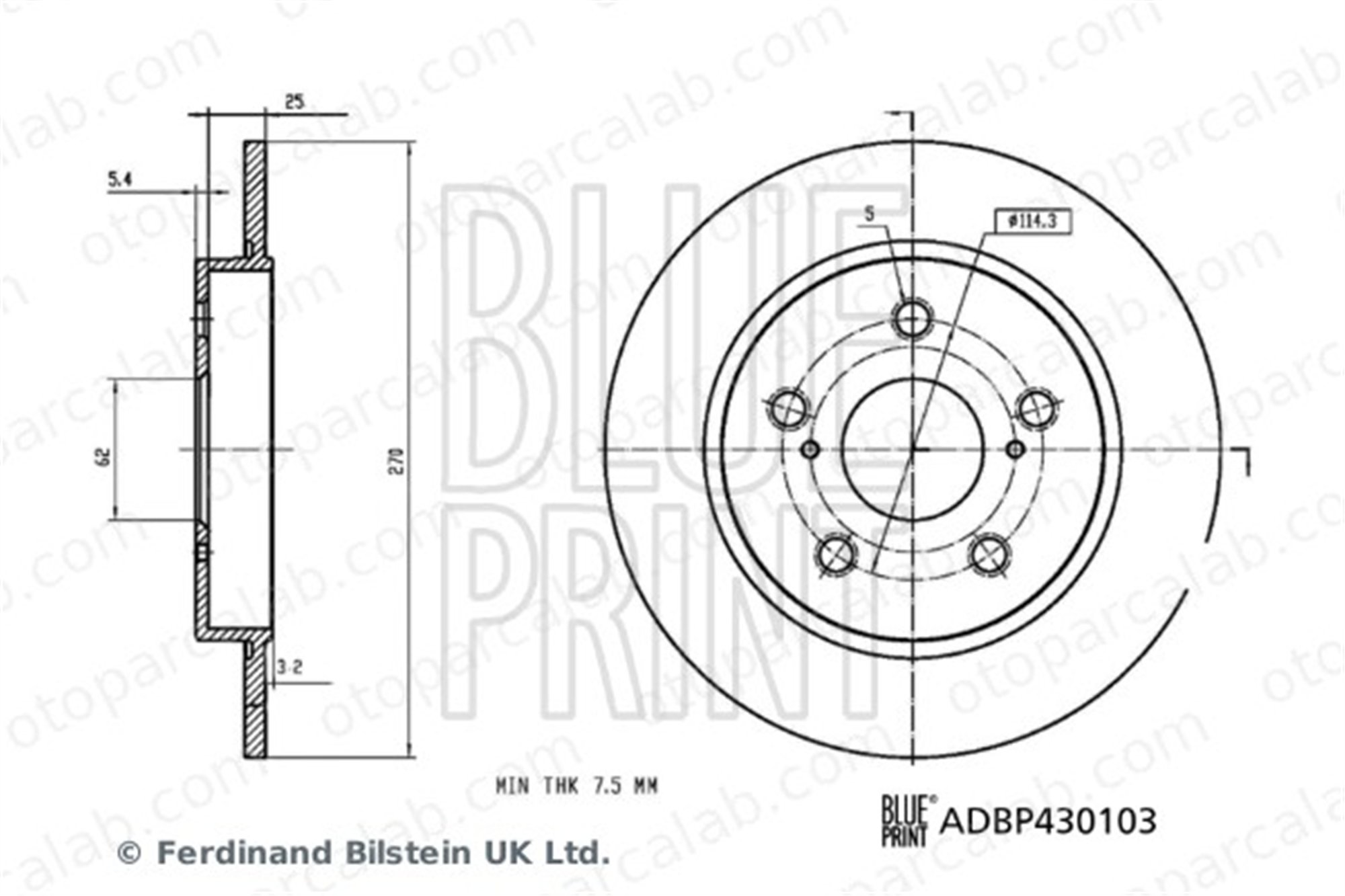 BLUE PRINT ADBP430103 Fren Disk Ayna Arka Sağ ve Sol TOYOTA COROLLA Hatchback COROLLA Sedan 4243102330