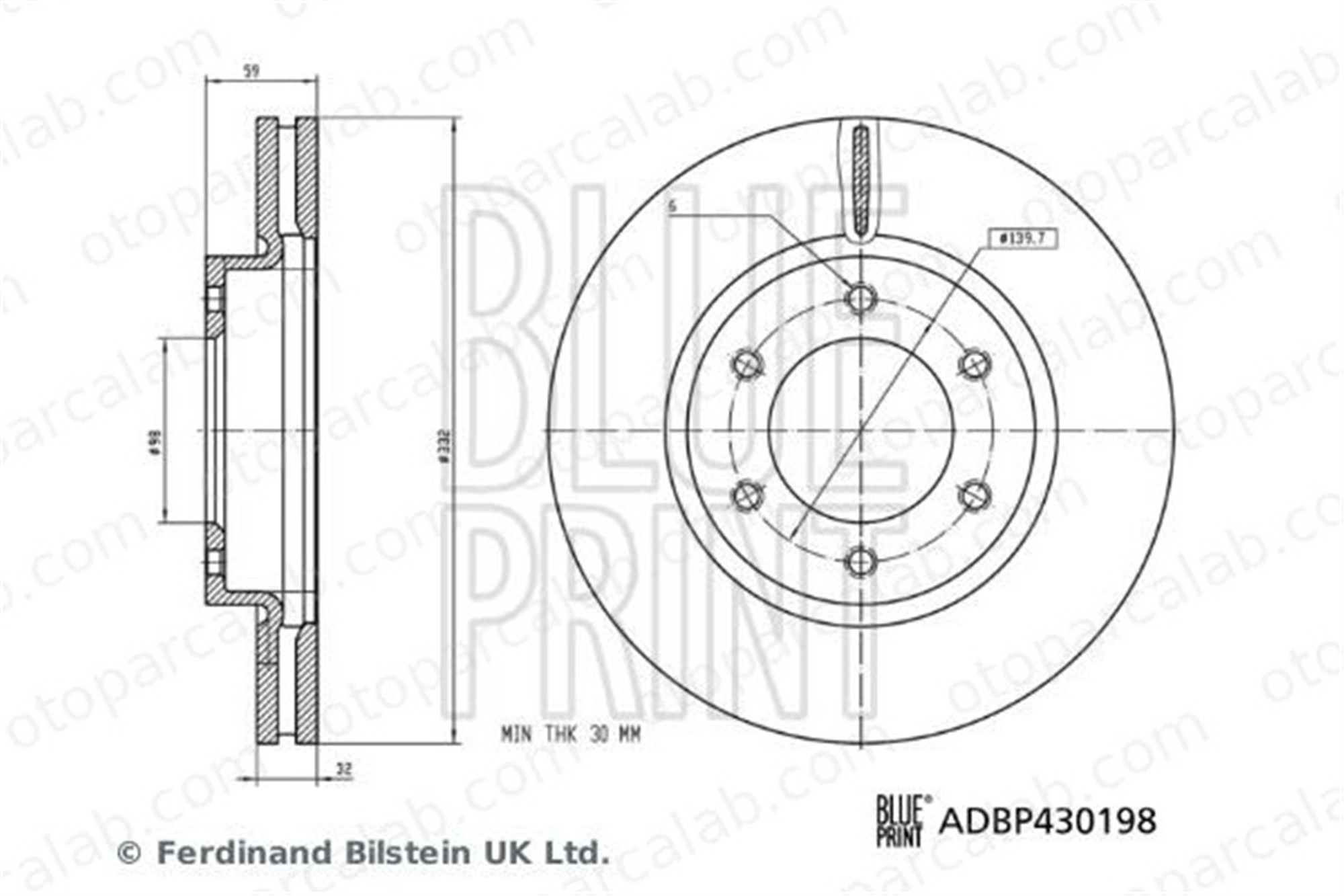 BLUE PRINT ADBP430198 Fren Disk Ayna Ön Sağ ve Sol FORD RANGER 1879954 EB3C1125BA