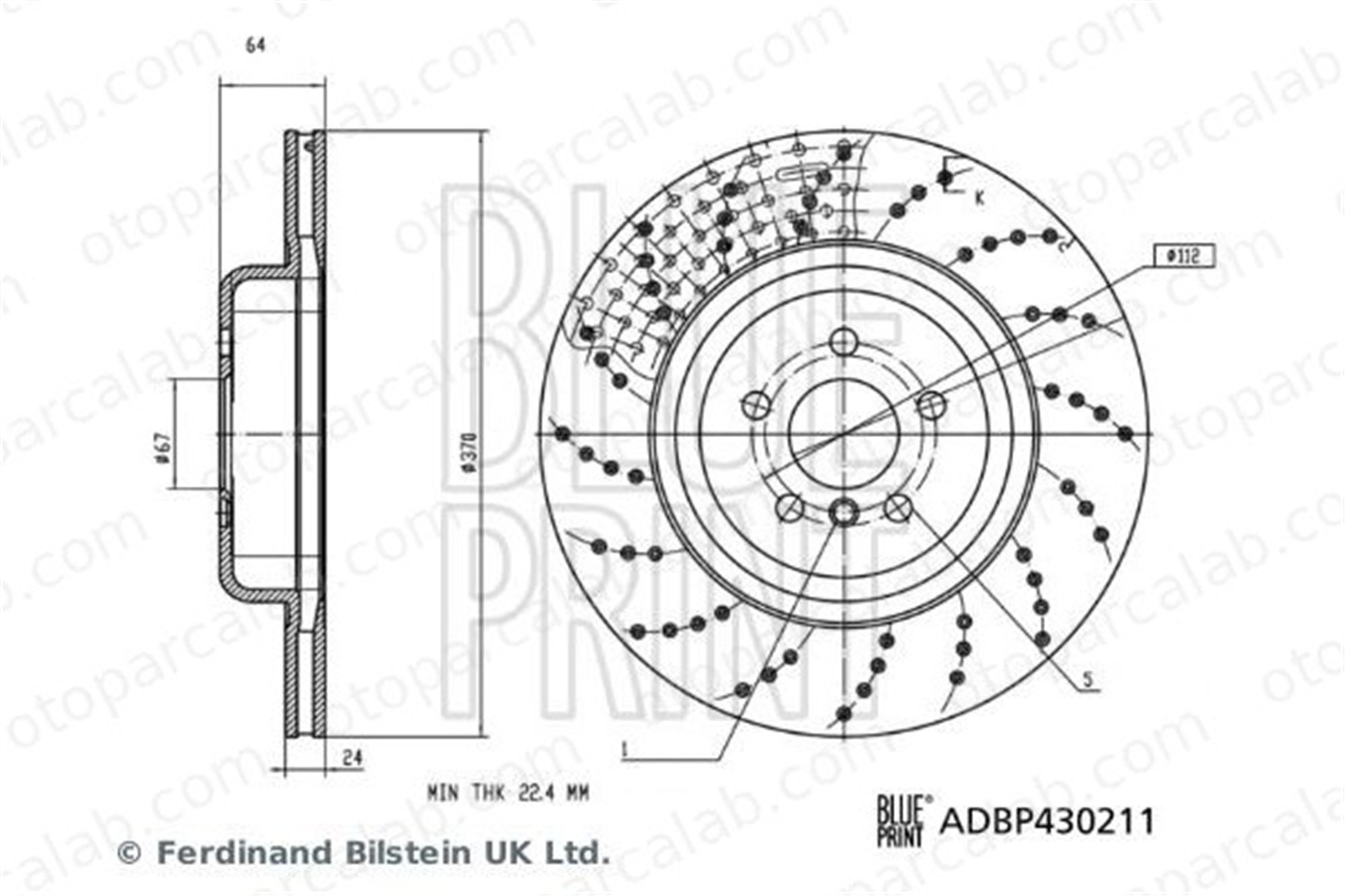 BLUE PRINT ADBP430211 Fren Disk Ayna Arka Sol BMW 5 5 Touring 34216878179