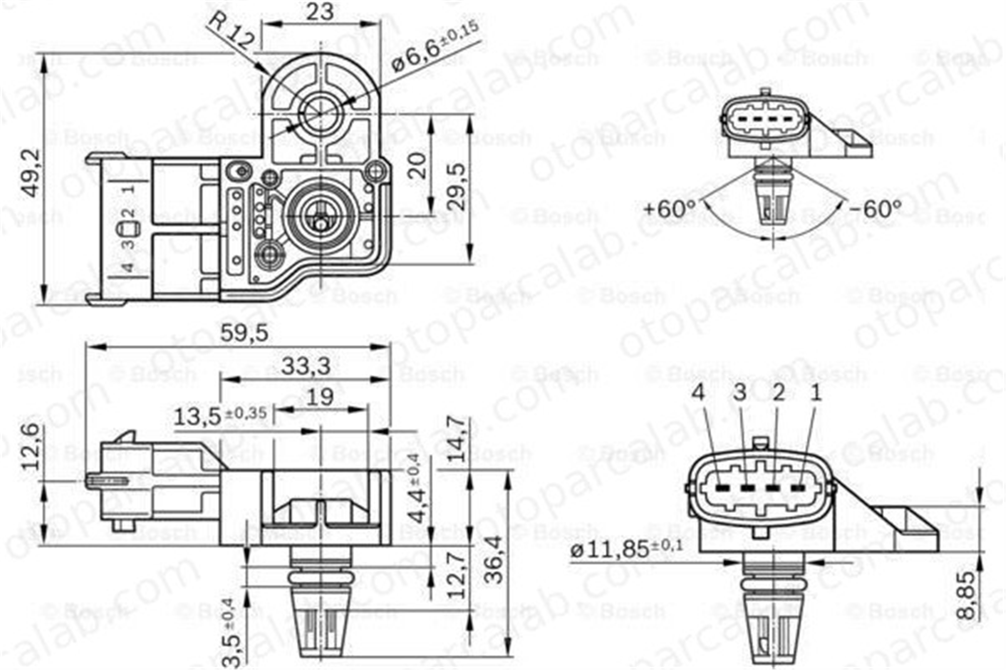 BOSCH 0 261 230 01U MAP Sensörü RENAULT LAGUNA II Grandtour MEGANE II 8200375080 X2009600