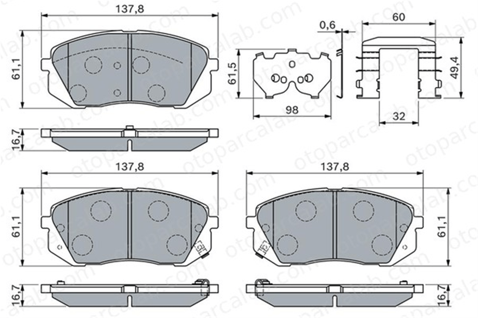 BOSCH 0 986 460 169 Fren Disk Balata Ön KIA SPORTAGE IV HYUNDAI TUCSON 581012SA50 986494422