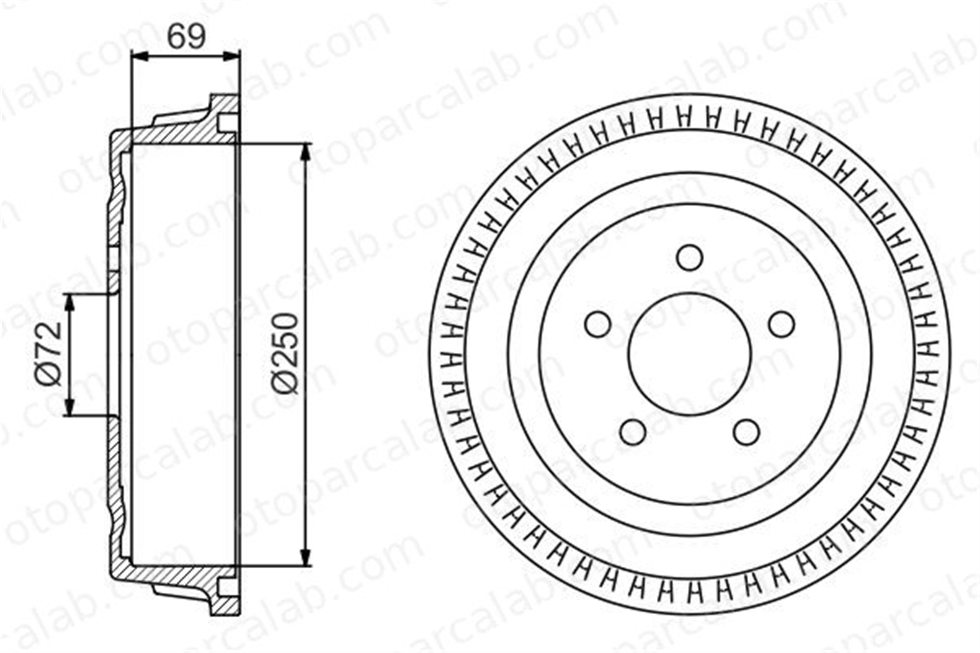 BOSCH 0 986 477 185 Kampana Arka Sağ veya Sol DODGE CARAVAN CHRYSLER VOYAGER / GRAND VOYAGER III 986477185 0 986 477 185