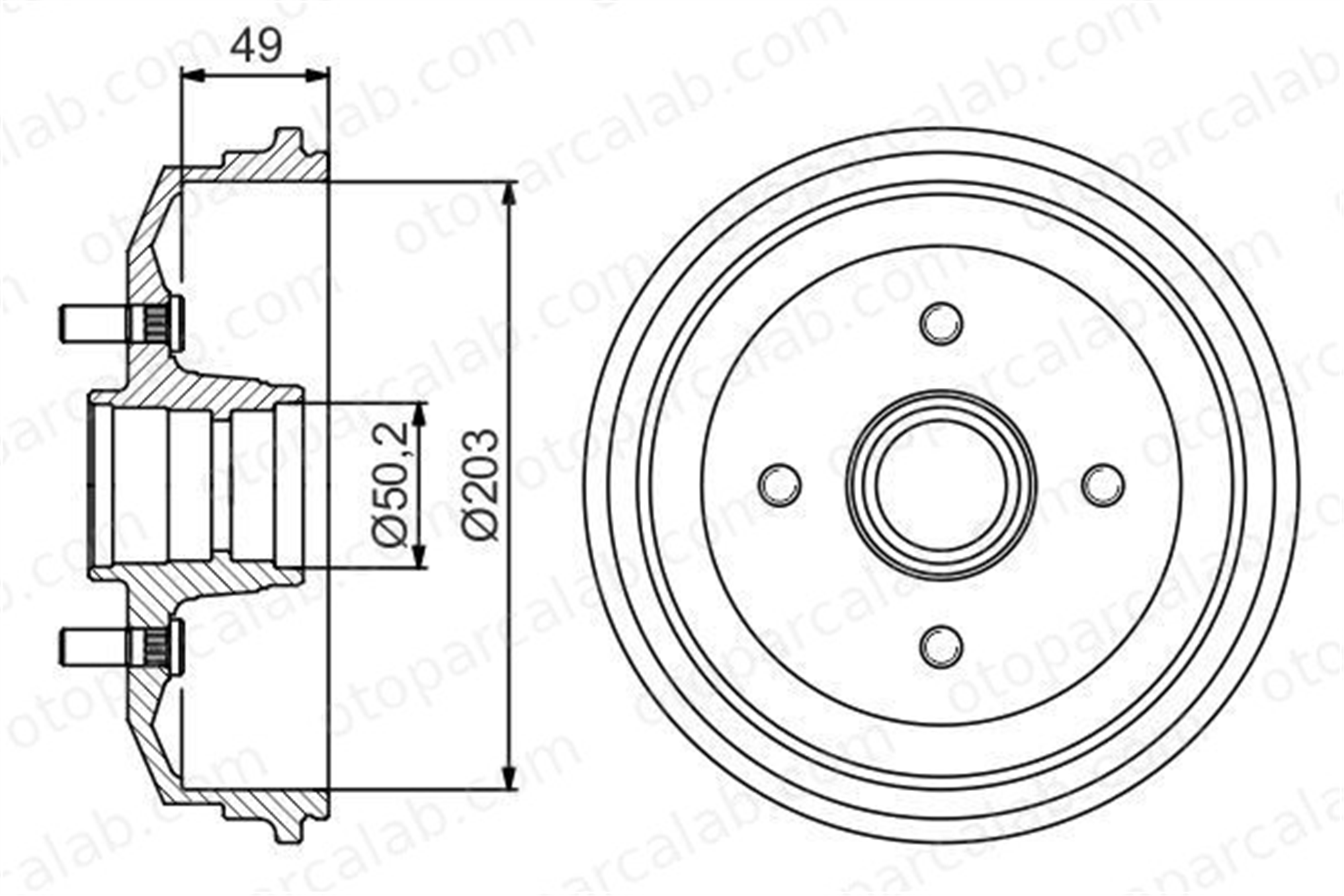 BOSCH 0 986 477 226 Kampana Arka Sağ veya Sol FORD ESCORT VI ESCORT VI Sedan 424749 424746