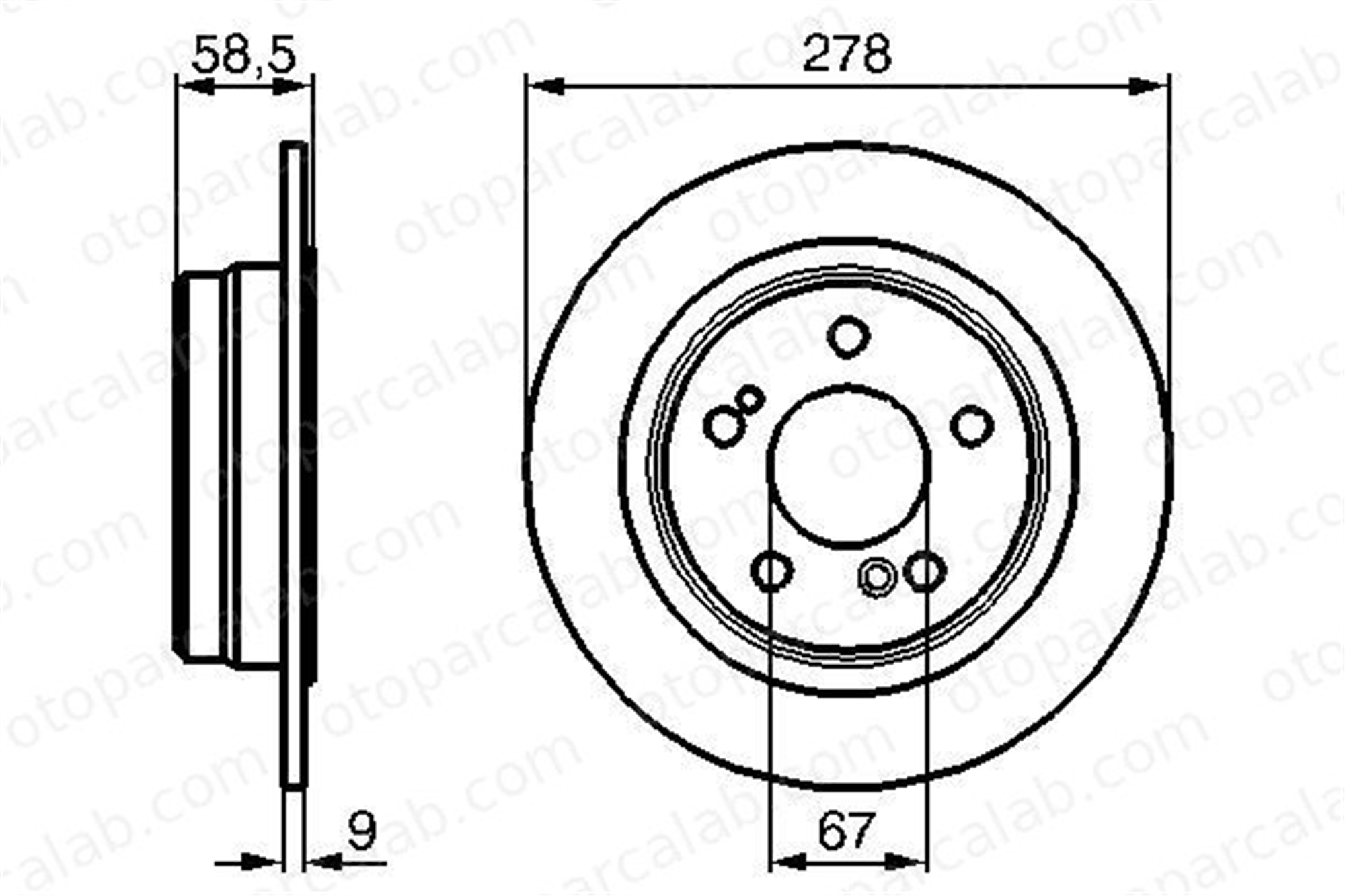BOSCH 0 986 478 565 Fren Disk Ayna Arka Sağ ve Sol MERCEDES-BENZ SL 190 1294230012 A1294230012