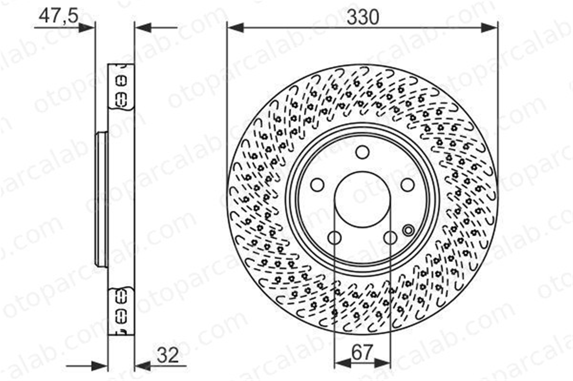 BOSCH 0 986 479 334 Fren Disk Ayna Ön Sağ ve Sol MERCEDES-BENZ E-SERISI E-SERISI T-Model 986479334 A2204211812