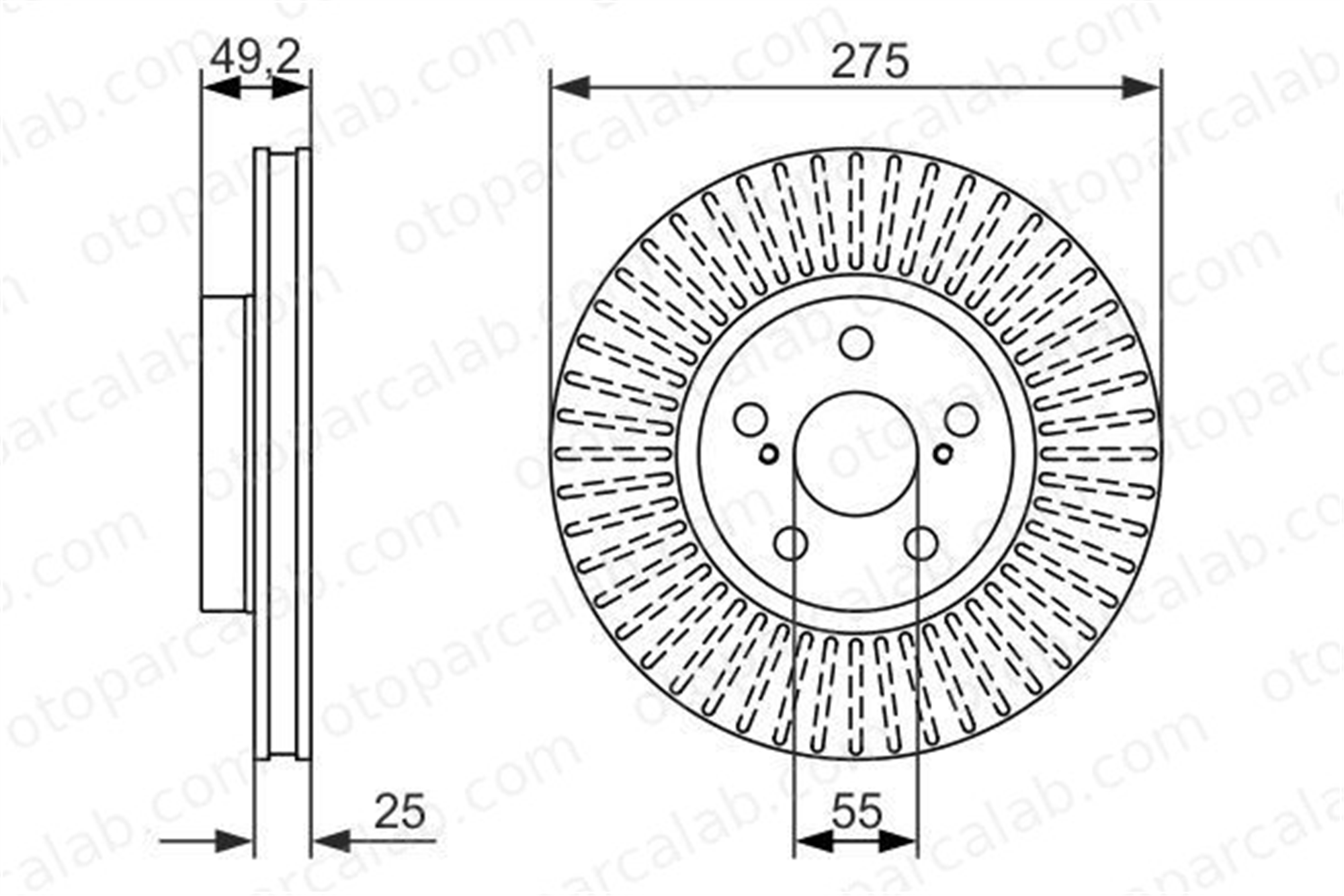 BOSCH 0 986 479 619 Fren Disk Ayna Ön Sağ ve Sol TOYOTA CELICA Coupe TOY4351202110 TOY4351202111
