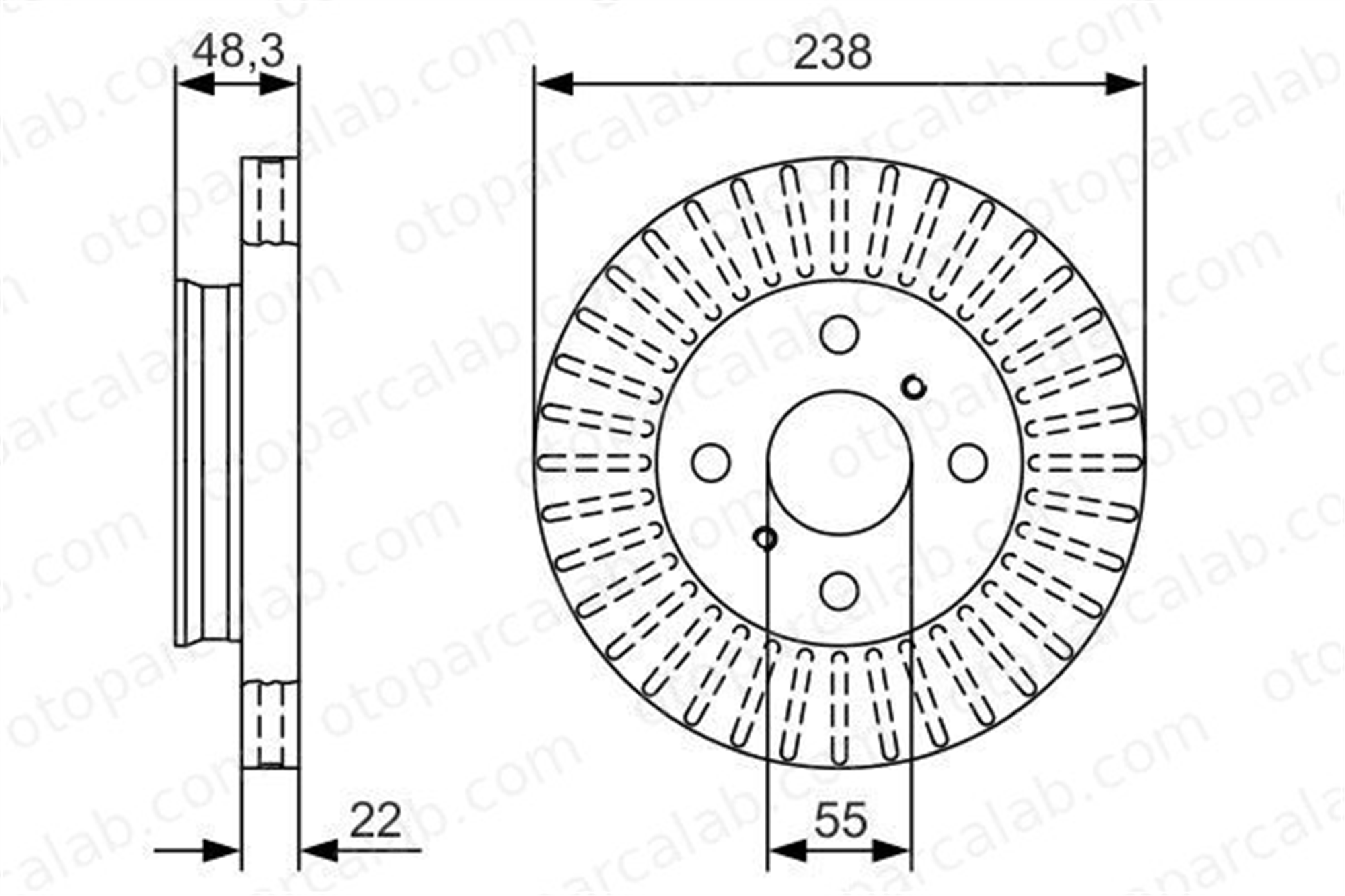 BOSCH 0 986 479 A63 Fren Disk Ayna Ön Sağ ve Sol TOYOTA COROLLA COROLLA Compact 4351212580 4351212350