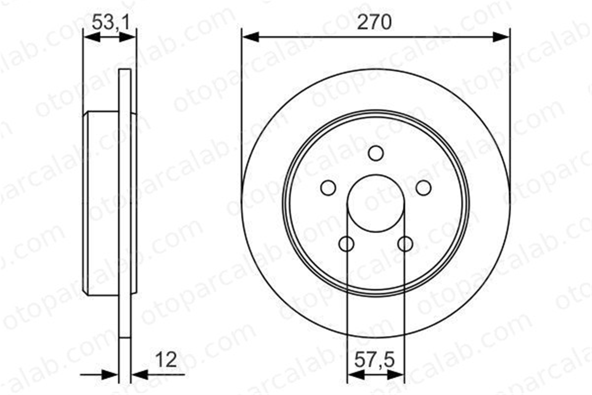 BOSCH 0 986 479 B08 Fren Disk Ayna Arka Sağ ve Sol CHRYSLER PT CRUISER DODGE NEON II 5273146AB 05273146AB