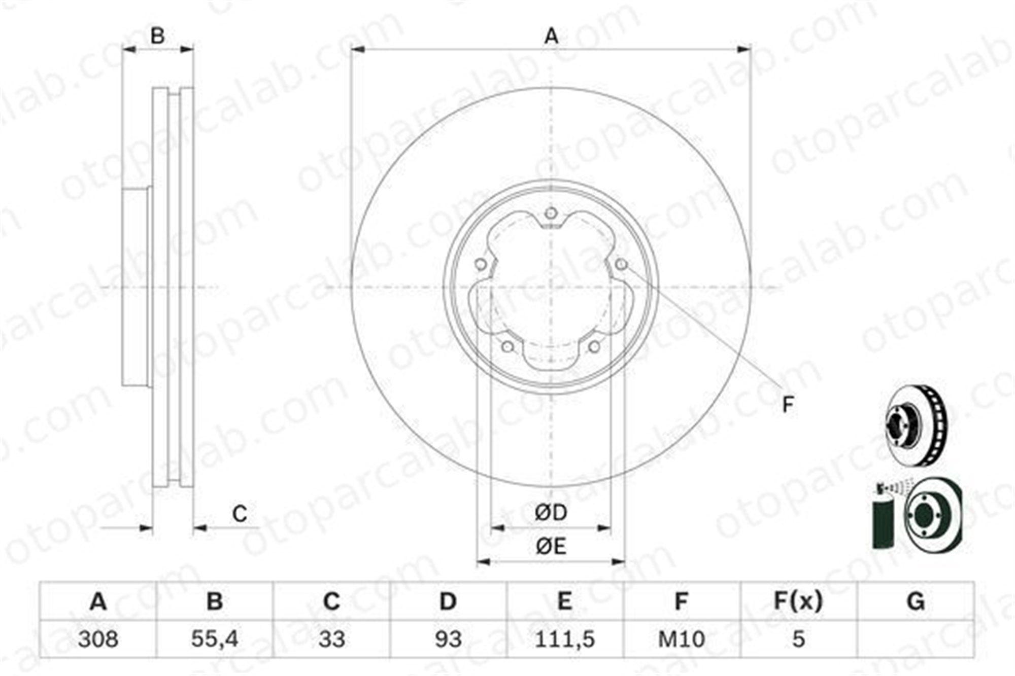 BOSCH 0 986 479 D40 Fren Disk Ayna Ön Sağ ve Sol FORD TRANSIT V363 Panelvan/Van TRANSIT V363 Platform şasi 1763884 1842633