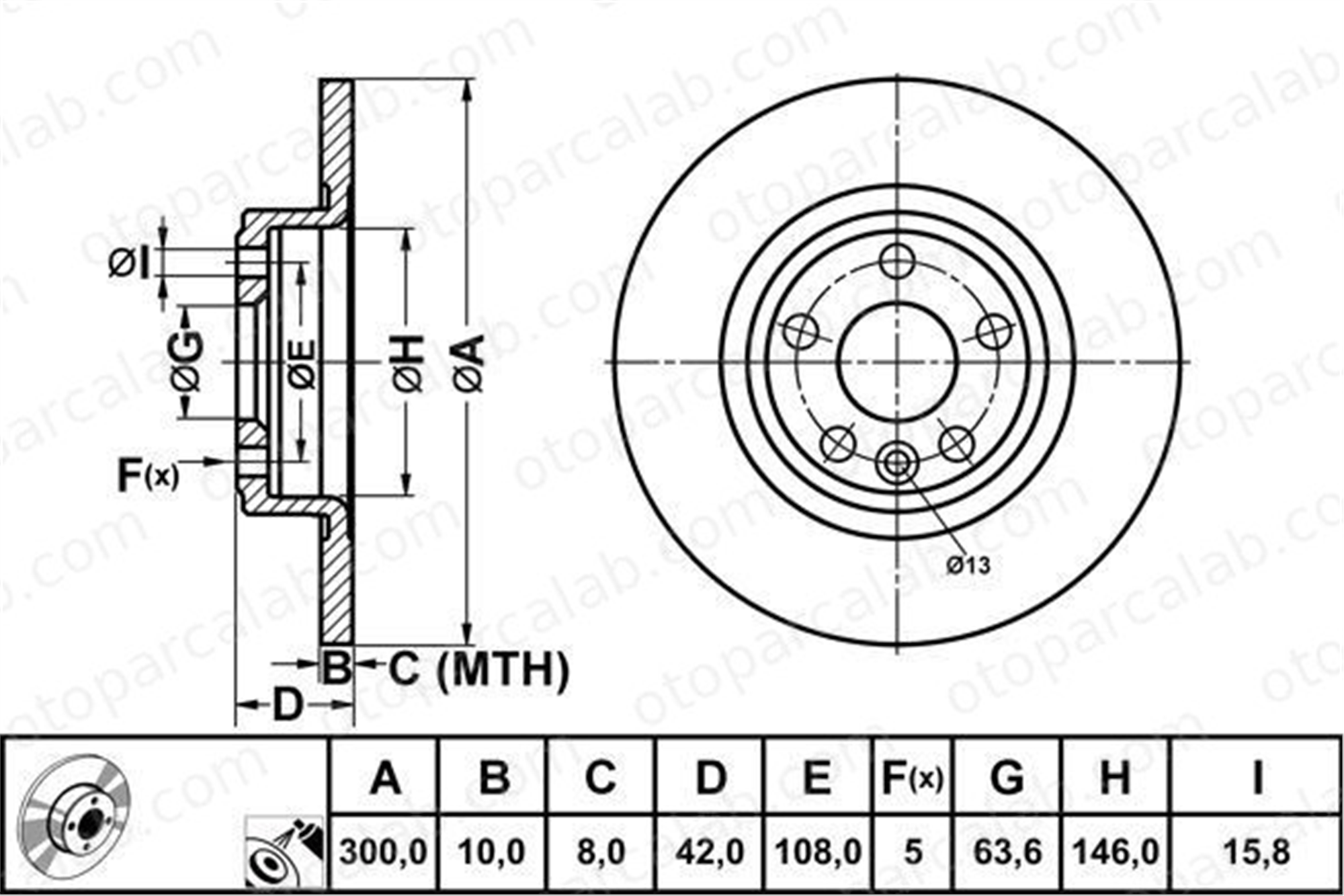 BOSCH 0 986 479 D80 Fren Disk Ayna Arka Sağ ve Sol JAGUAR XF SPORTBRAKE E-PACE J9C1168 T4N1742