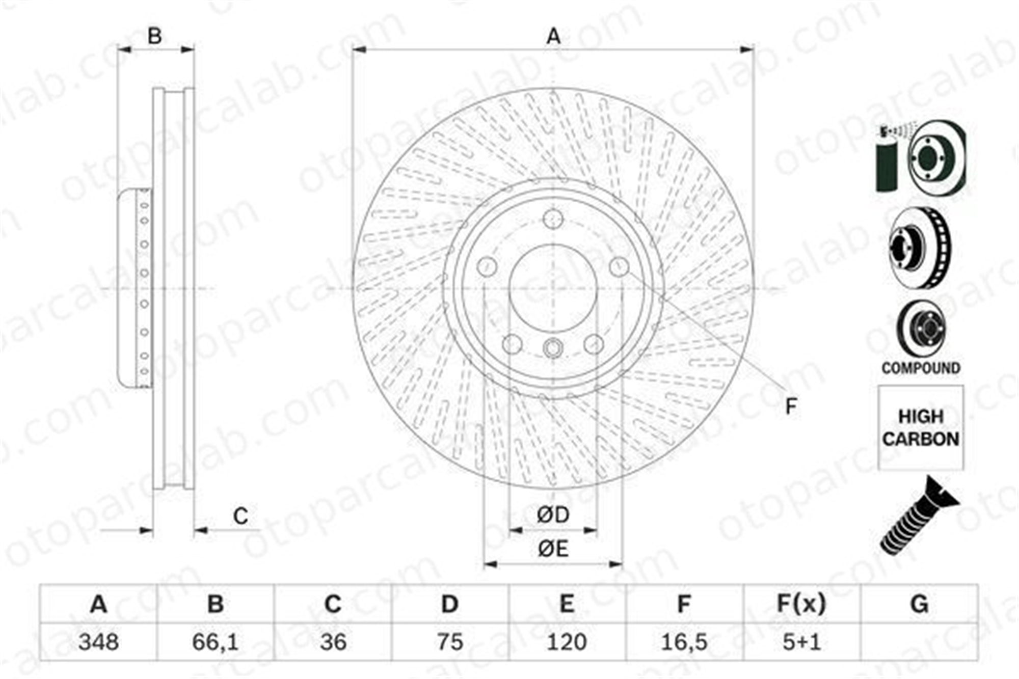 BOSCH 0 986 479 E18 Fren Disk Ayna Ön Sağ BMW 5 Touring 5 34116785670 34116898730