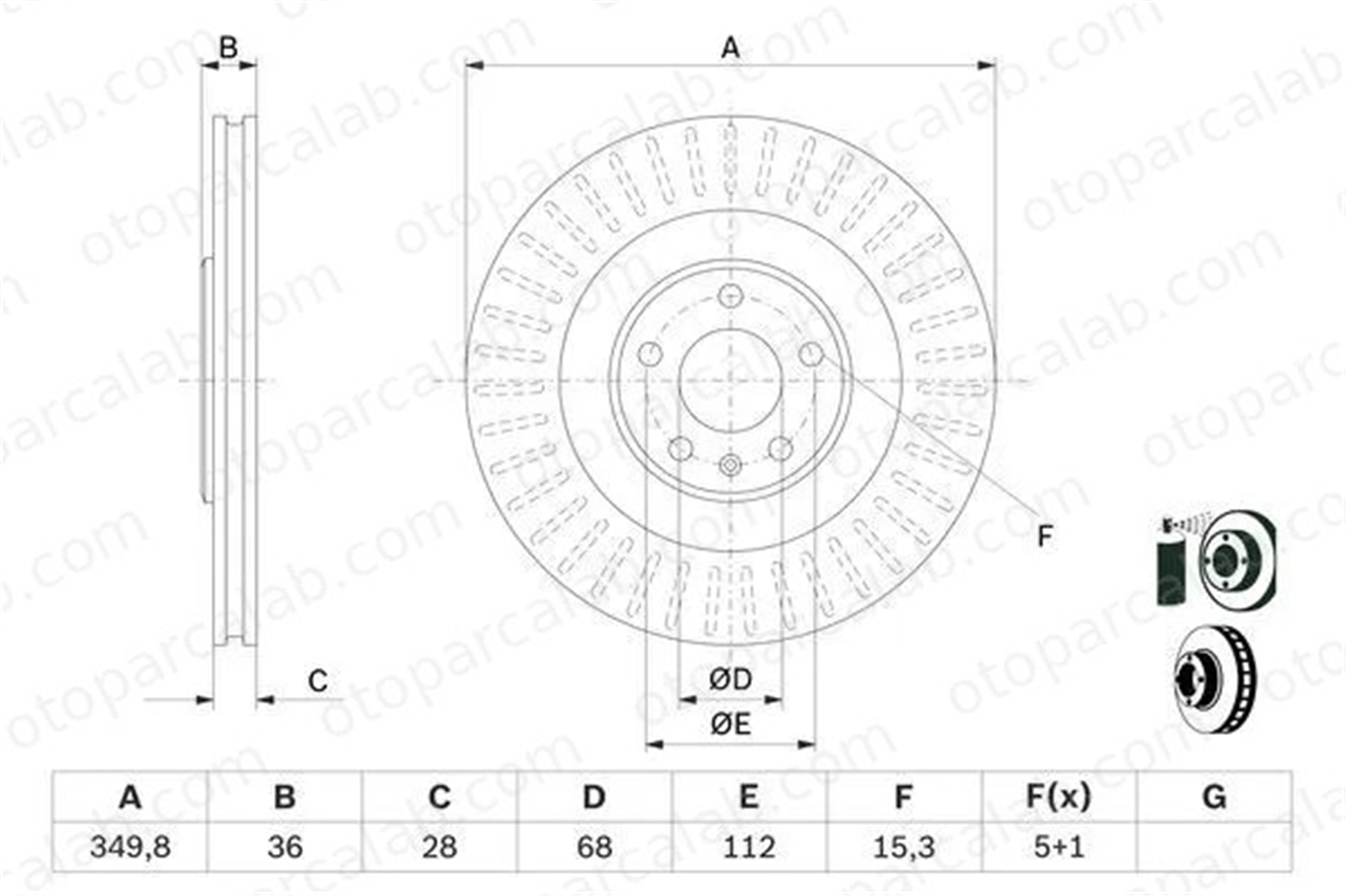 BOSCH 0 986 479 E41 Fren Disk Ayna Arka Sağ ve Sol AUDI A6 C8 A6 C8 Avant 4M0615601P 4M0615601J