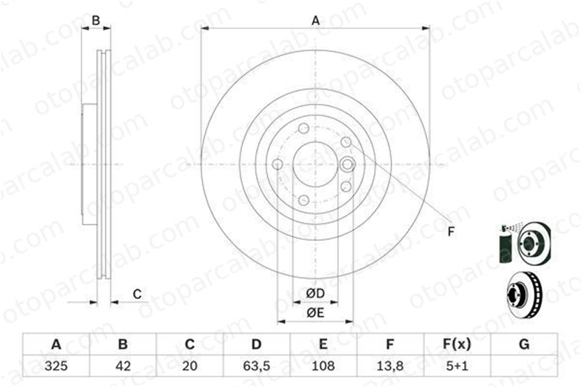 BOSCH 0 986 479 E61 Fren Disk Ayna Arka Sağ ve Sol JAGUAR XF SPORTBRAKE XE T4A2061 T4N1744