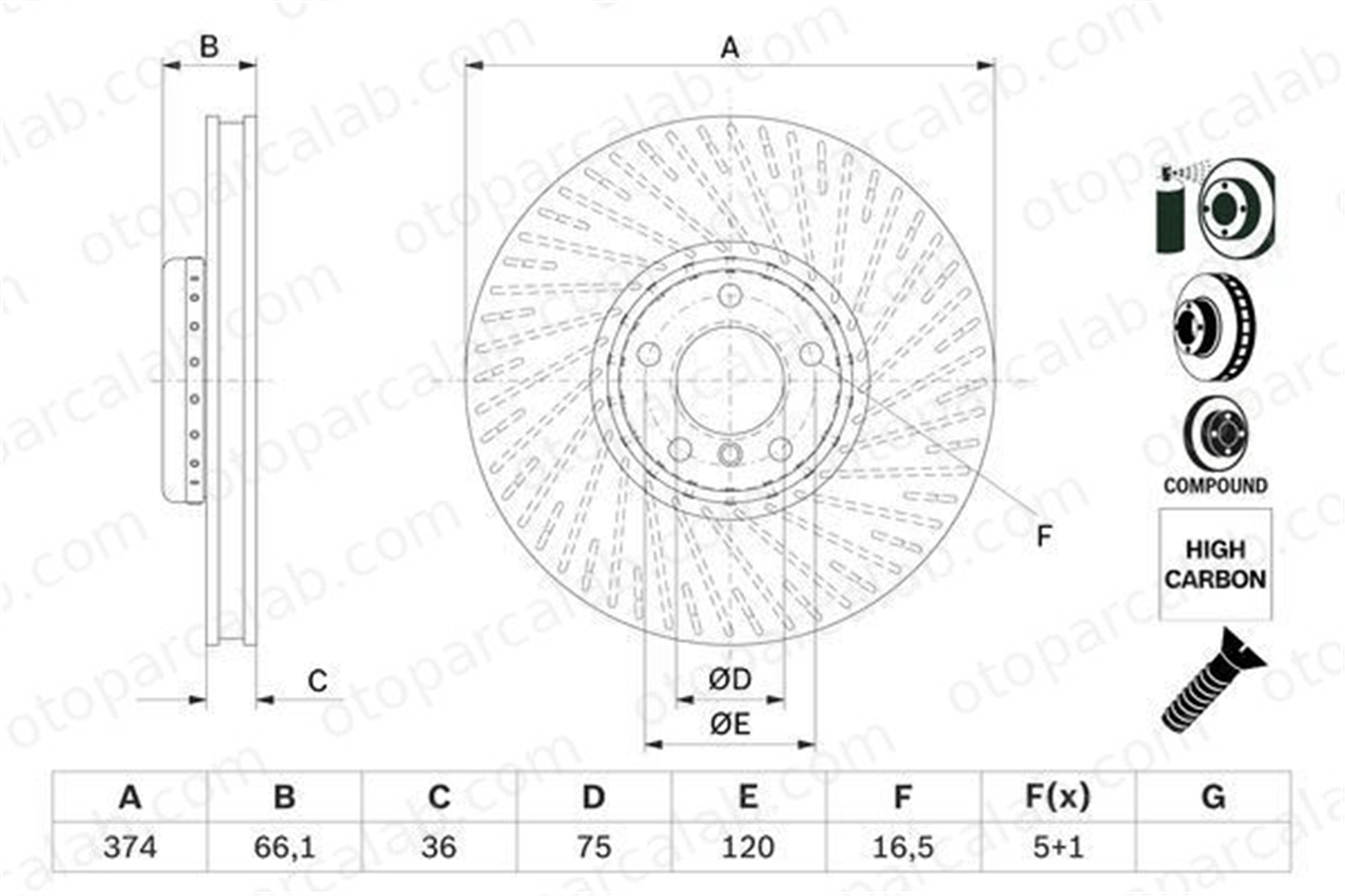 BOSCH 0 986 479 E63 Fren Disk Ayna Ön Sağ ve Sol BMW 7 5 Gran Turismo 34106898732 34116783778