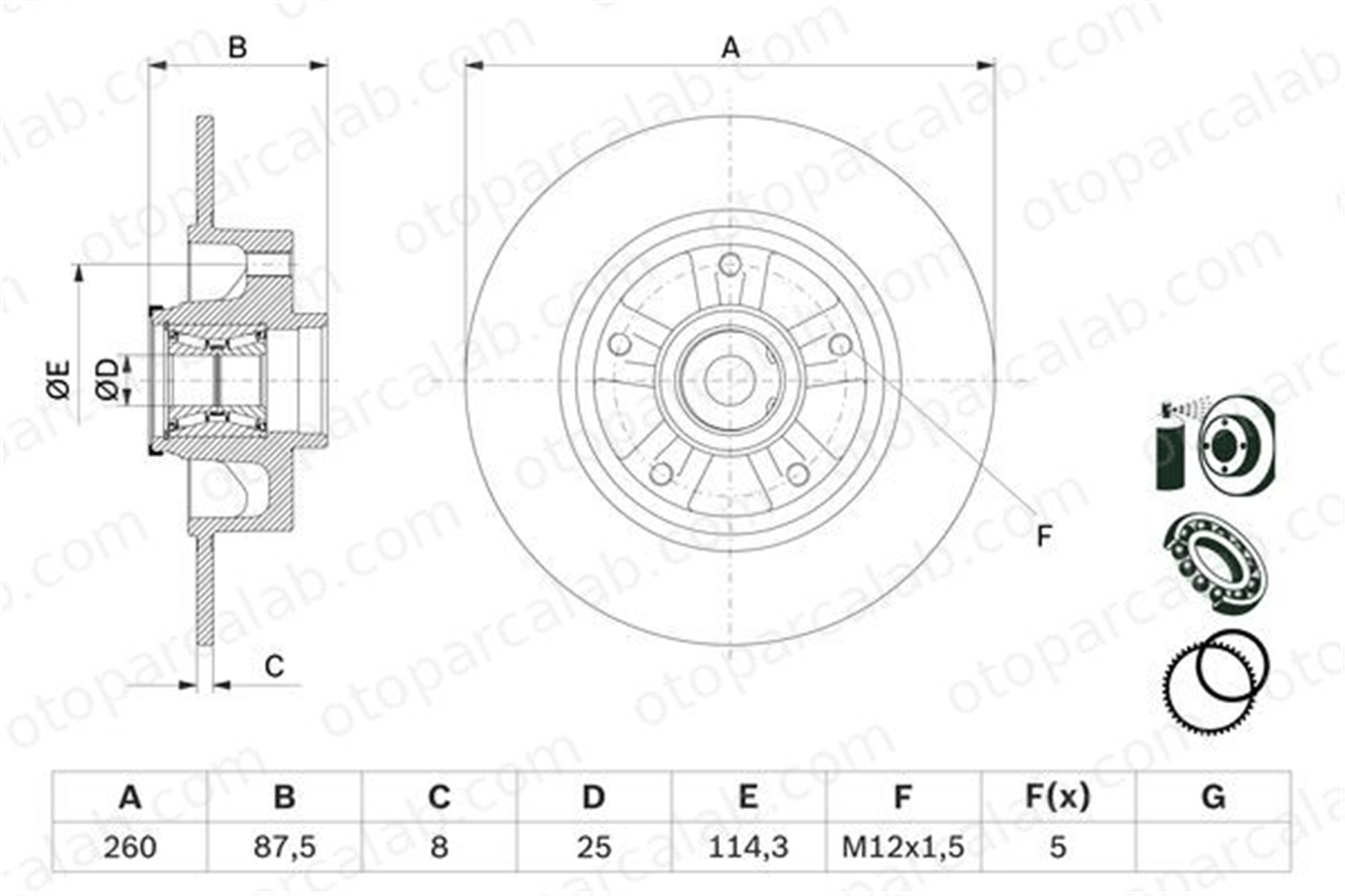 BOSCH 0 986 479 E79 Fren Disk Ayna Arka Sağ ve Sol RENAULT MEGANE IV Hatchback 432000166R 432009292R