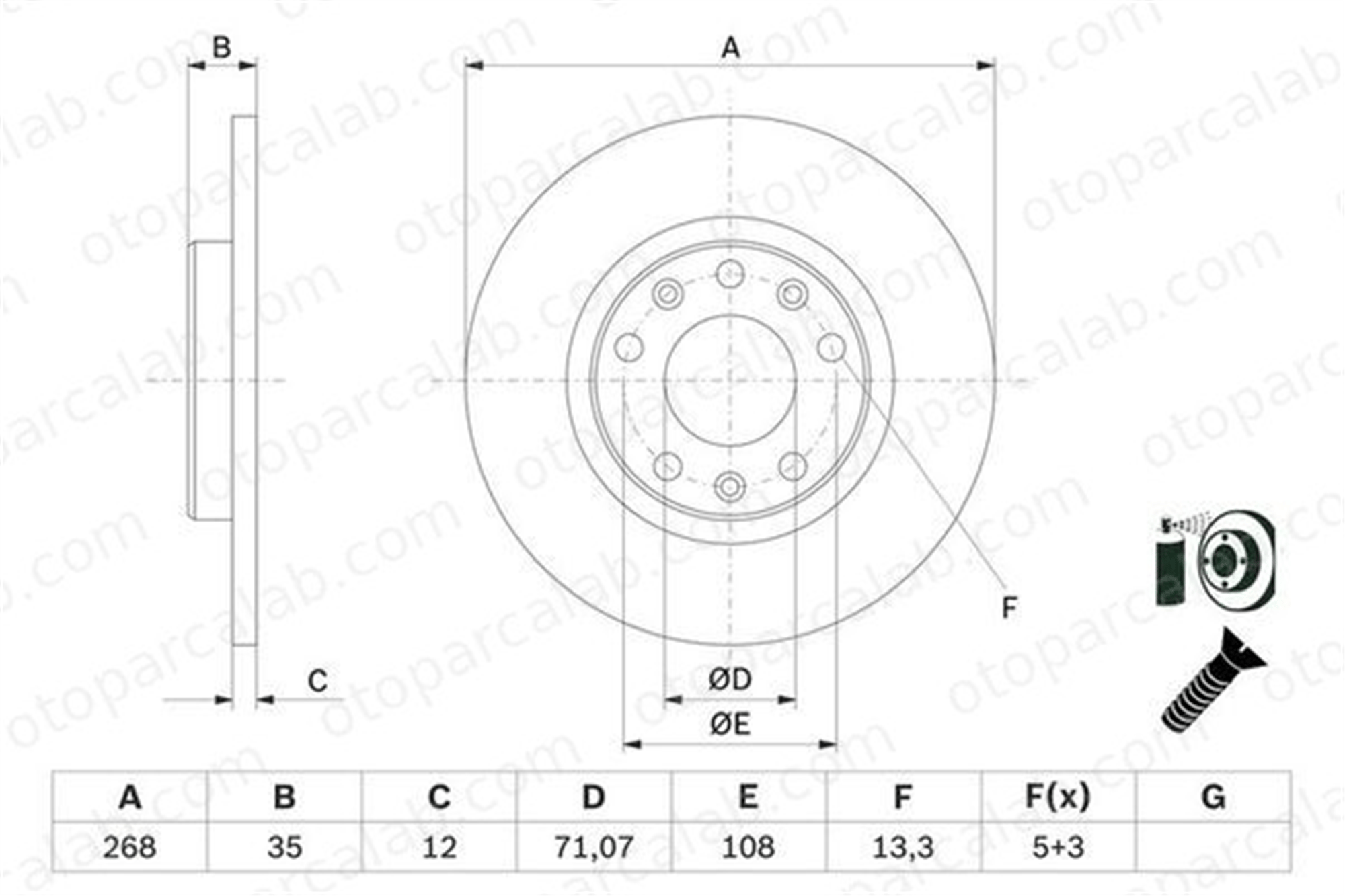 BOSCH 0 986 479 E94 Fren Disk Ayna Arka Sağ ve Sol PEUGEOT 308 II CITROËN C4 PICASSO II 1612891680 986479E94