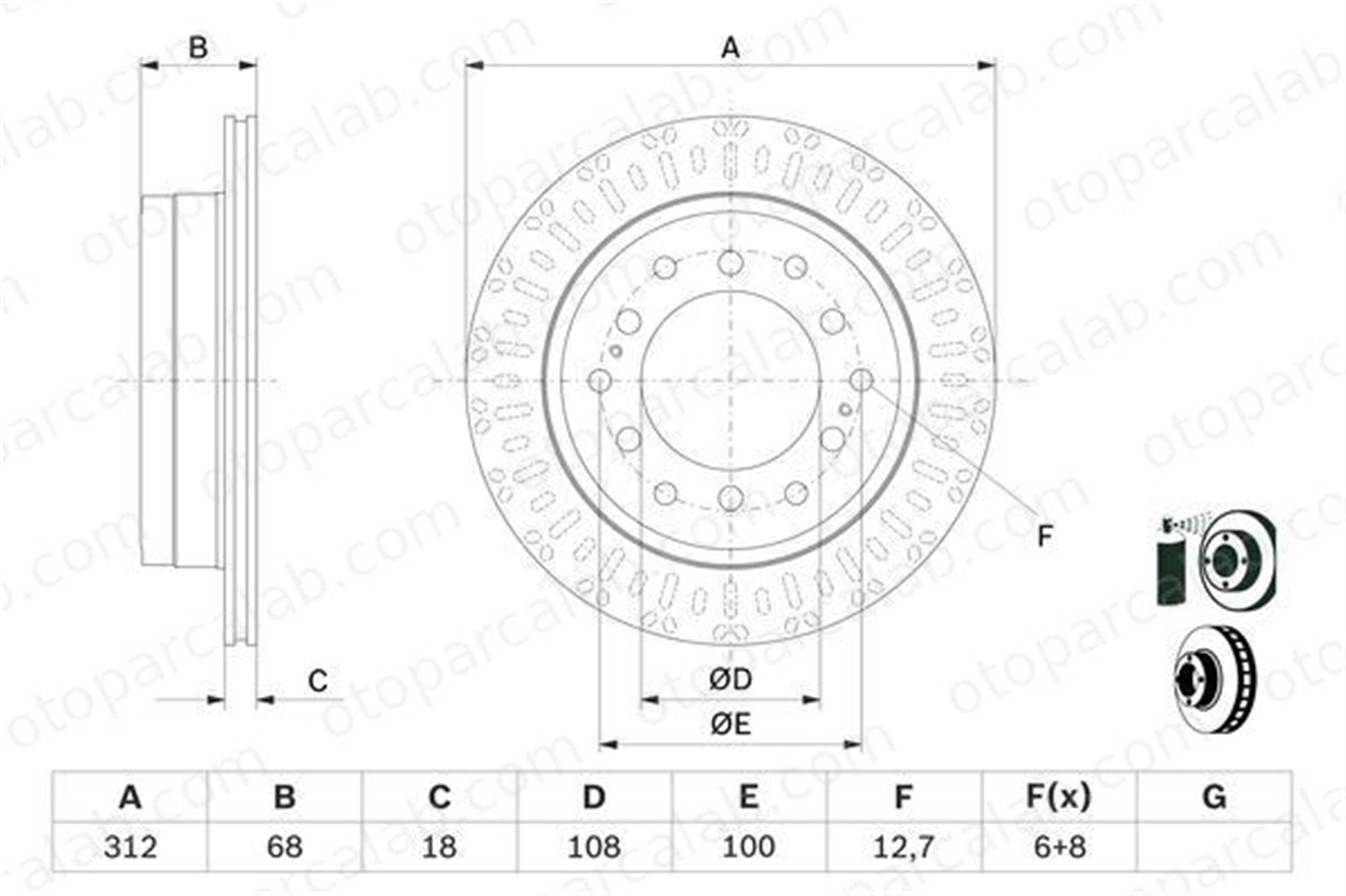BOSCH 0 986 479 F07 Fren Disk Ayna Arka Sağ ve Sol TOYOTA LAND CRUISER PRADO FORTUNER 424310K230 4243160311