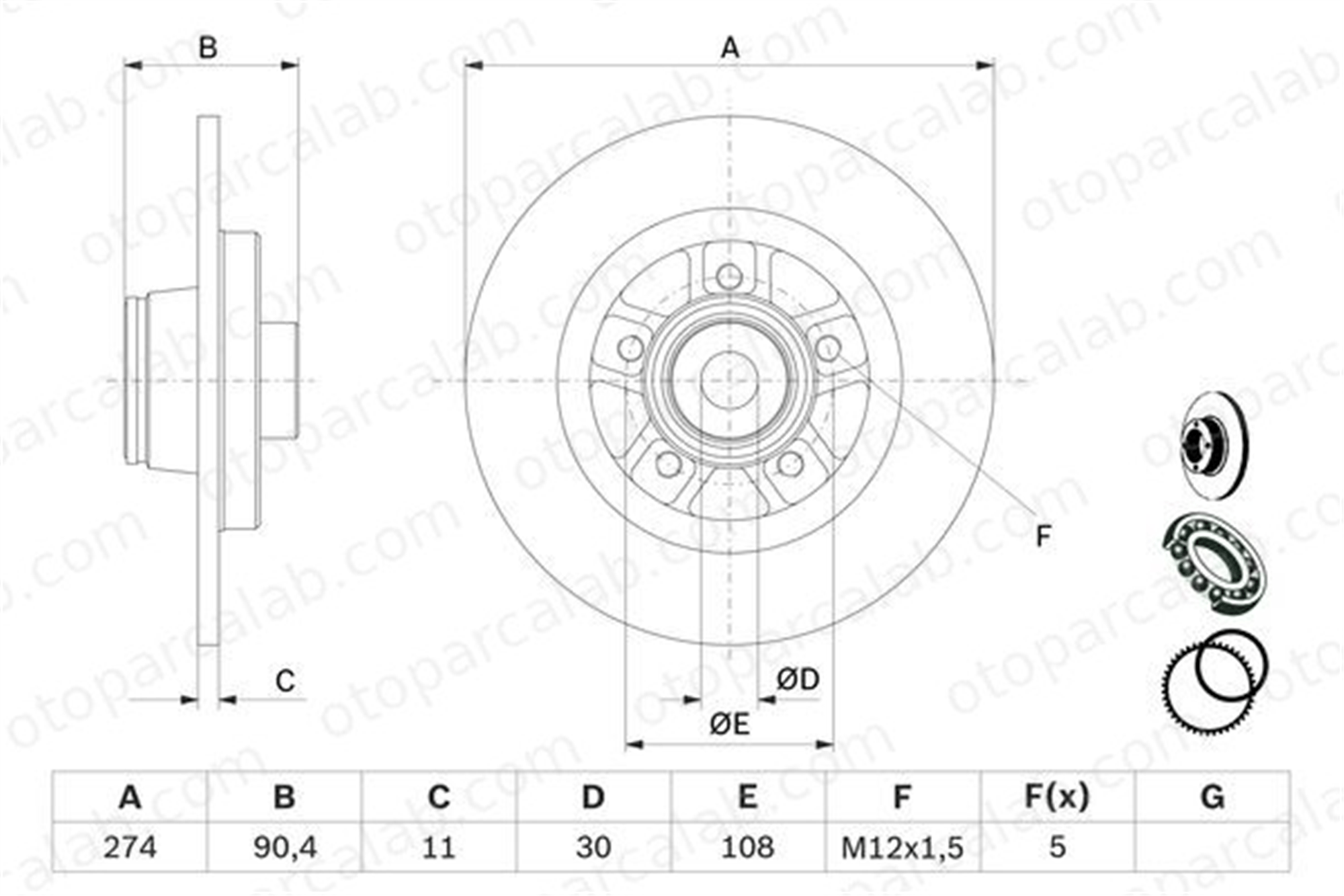 BOSCH 0 986 479 F30 Fren Disk Ayna Arka Sağ ve Sol RENAULT KANGOO / GRAND KANGOO II KANGOO Express 8200381148