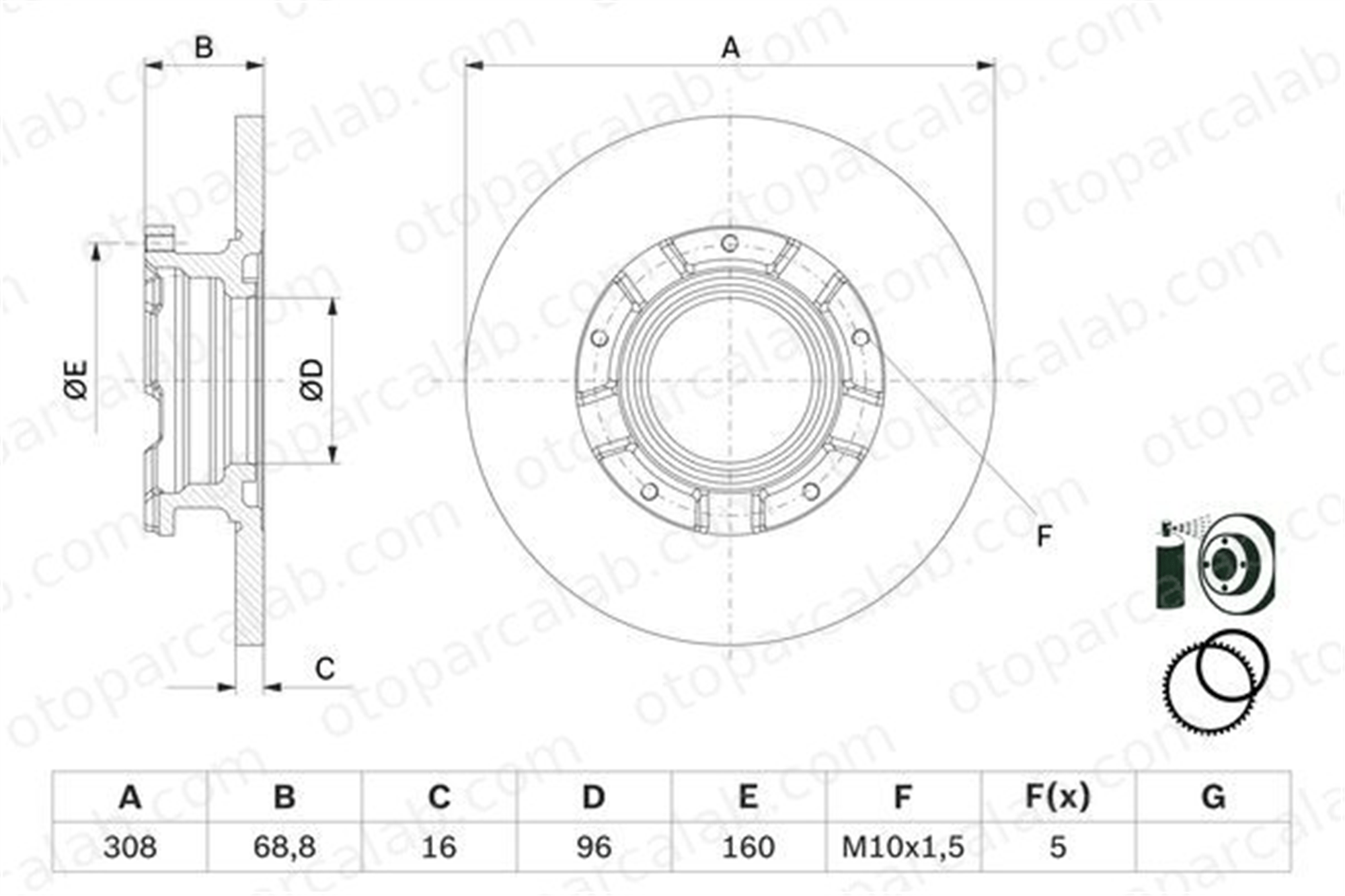 BOSCH 0 986 479 F62 Fren Disk Ayna Arka Sağ ve Sol FORD TRANSIT V363 Minibüs/Otobüs TRANSIT V363 Panelvan/Van 1764282 1783910