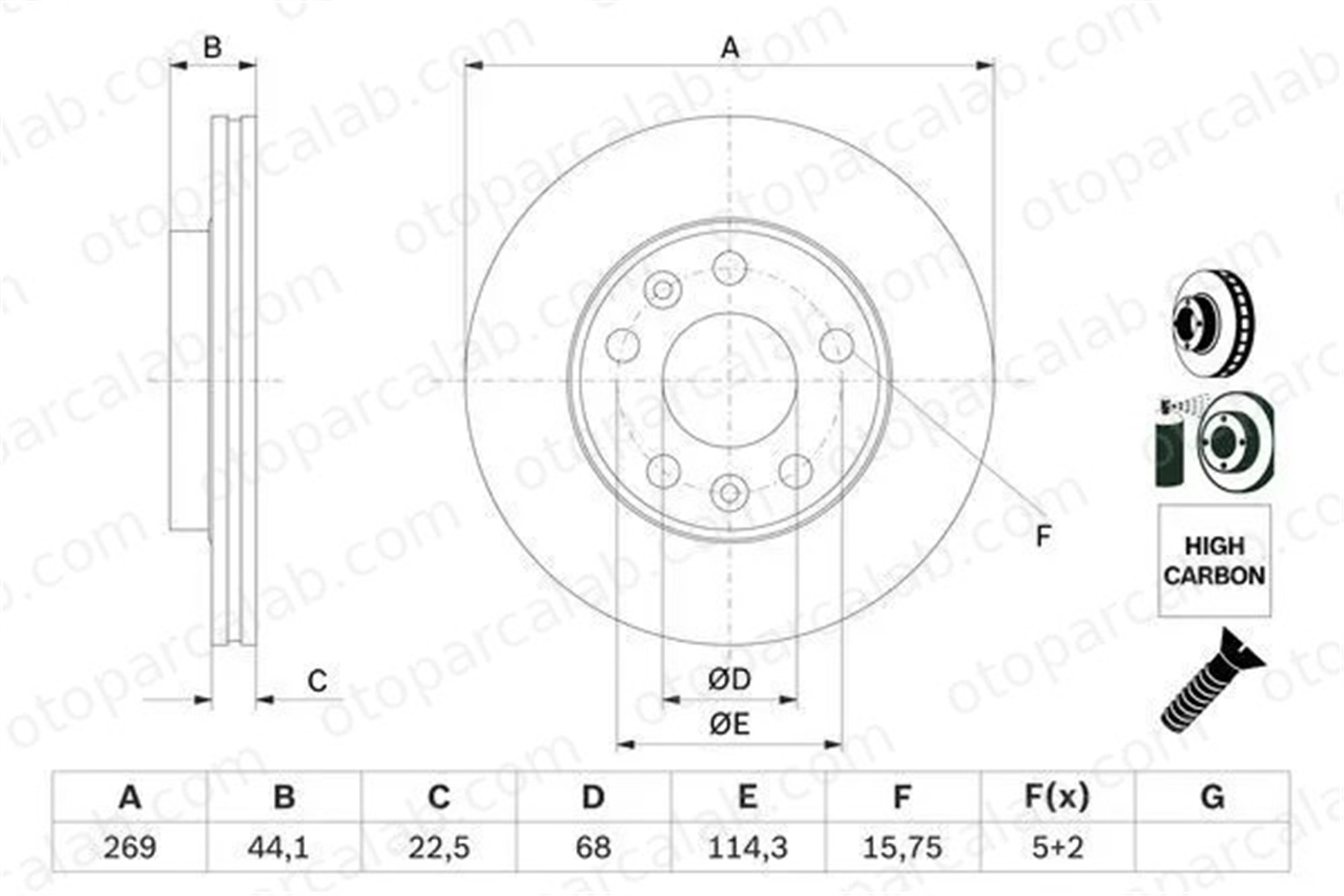 BOSCH 0 986 479 F65 Fren Disk Ayna Ön Sağ ve Sol RENAULT MEGANE IV Sedan MEGANE IV Hatchback 402061715R 402066300R