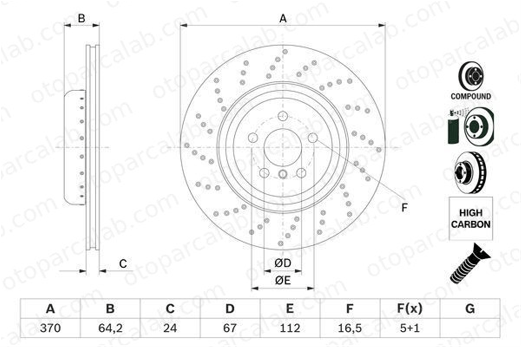 BOSCH 0 986 479 G12 Fren Disk Ayna Arka Sol BMW 5 5 Touring 34216878179