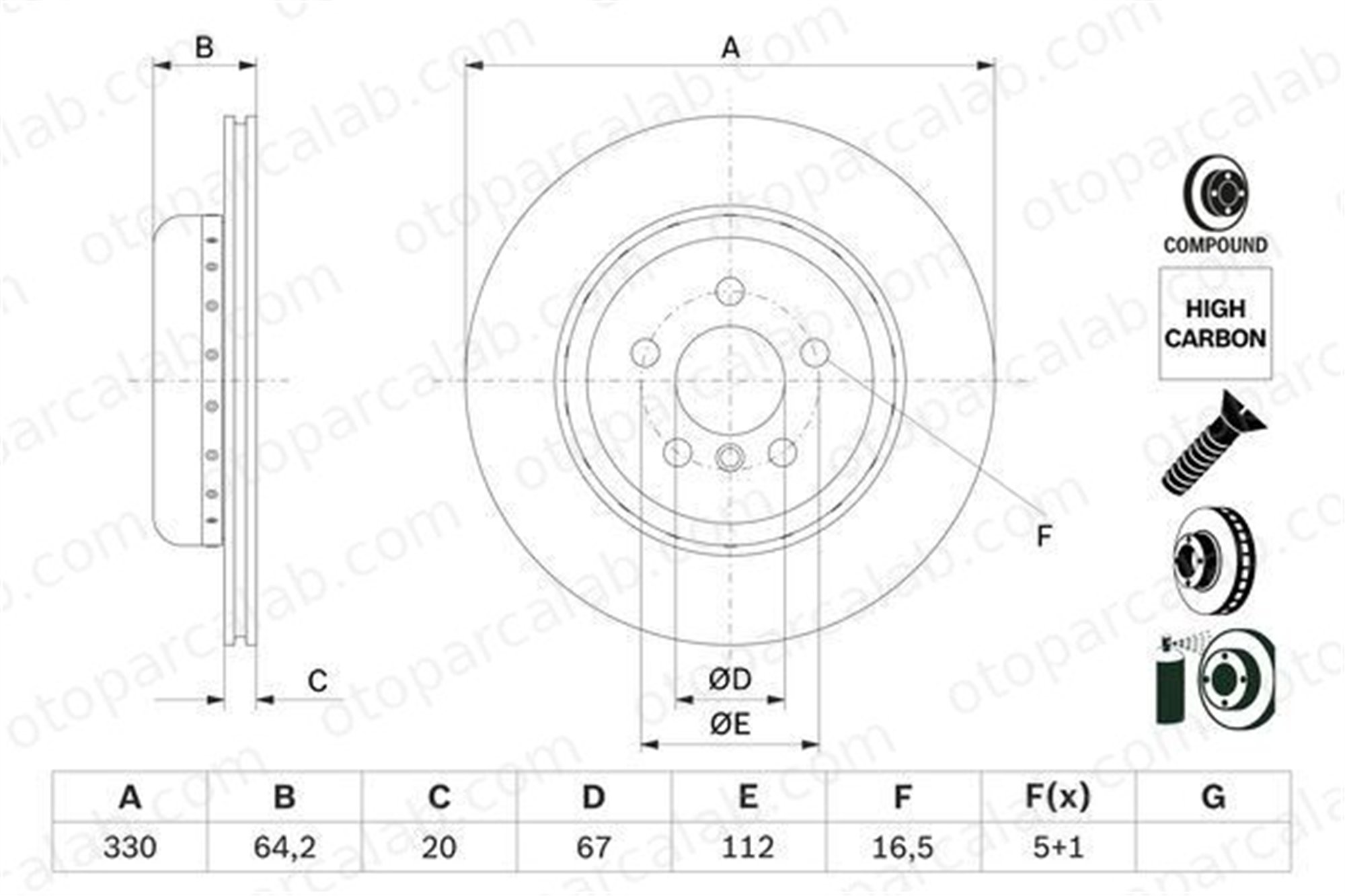 BOSCH 0 986 479 G15 Fren Disk Ayna Arka Sağ BMW 5 Touring 5 34216882246