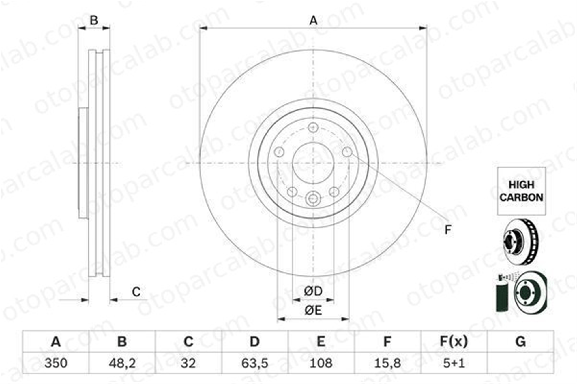 BOSCH 0 986 479 G33 Fren Disk Ayna Ön Sağ ve Sol JAGUAR XF SPORTBRAKE LAND ROVER RANGE ROVER VELAR T4A2343 T4N1803