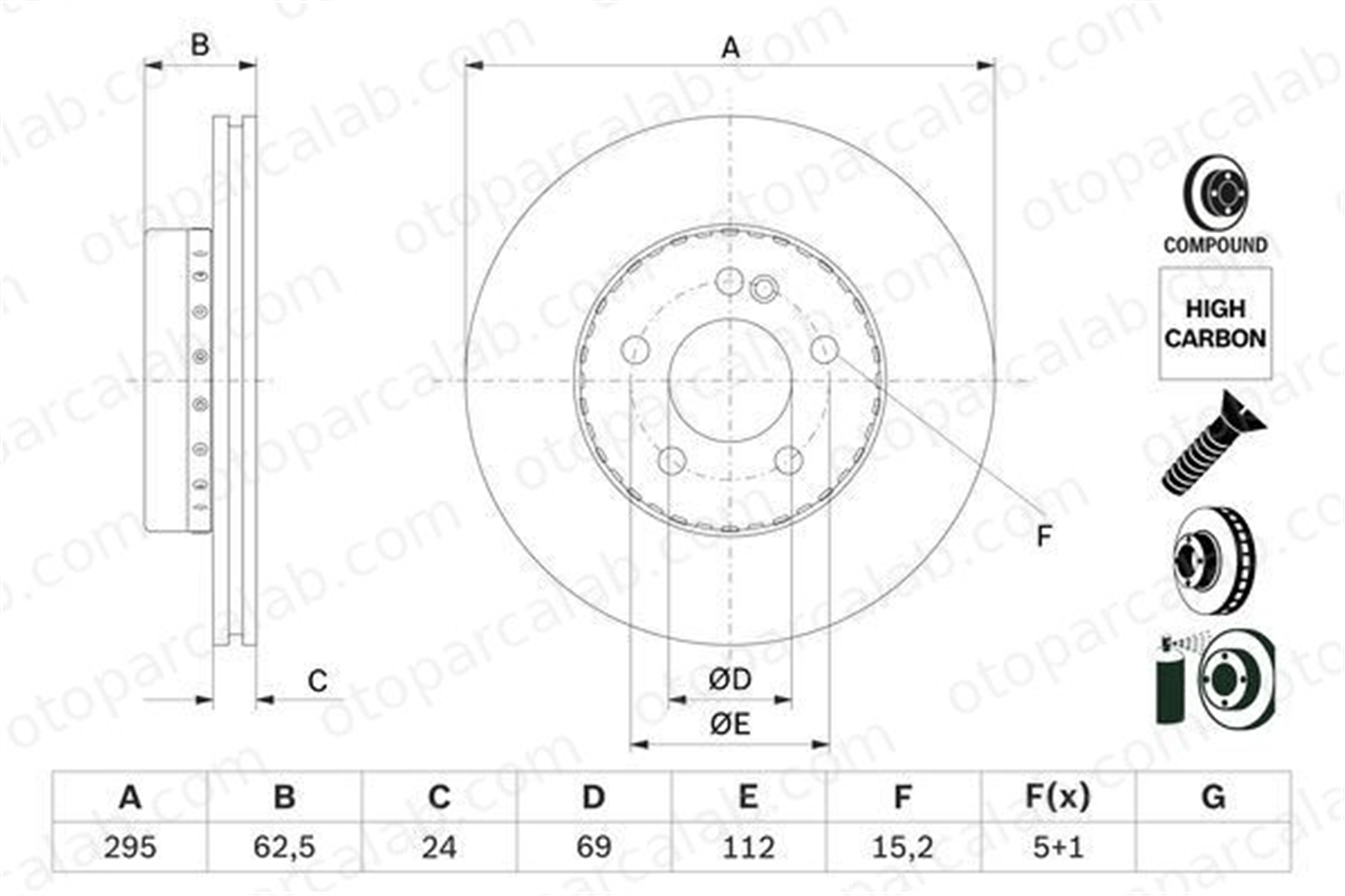 BOSCH 0 986 479 H45 Fren Disk Ayna Ön Sağ ve Sol MERCEDES-BENZ C-SERISI C-SERISI T-Model A0004212412 986479H45