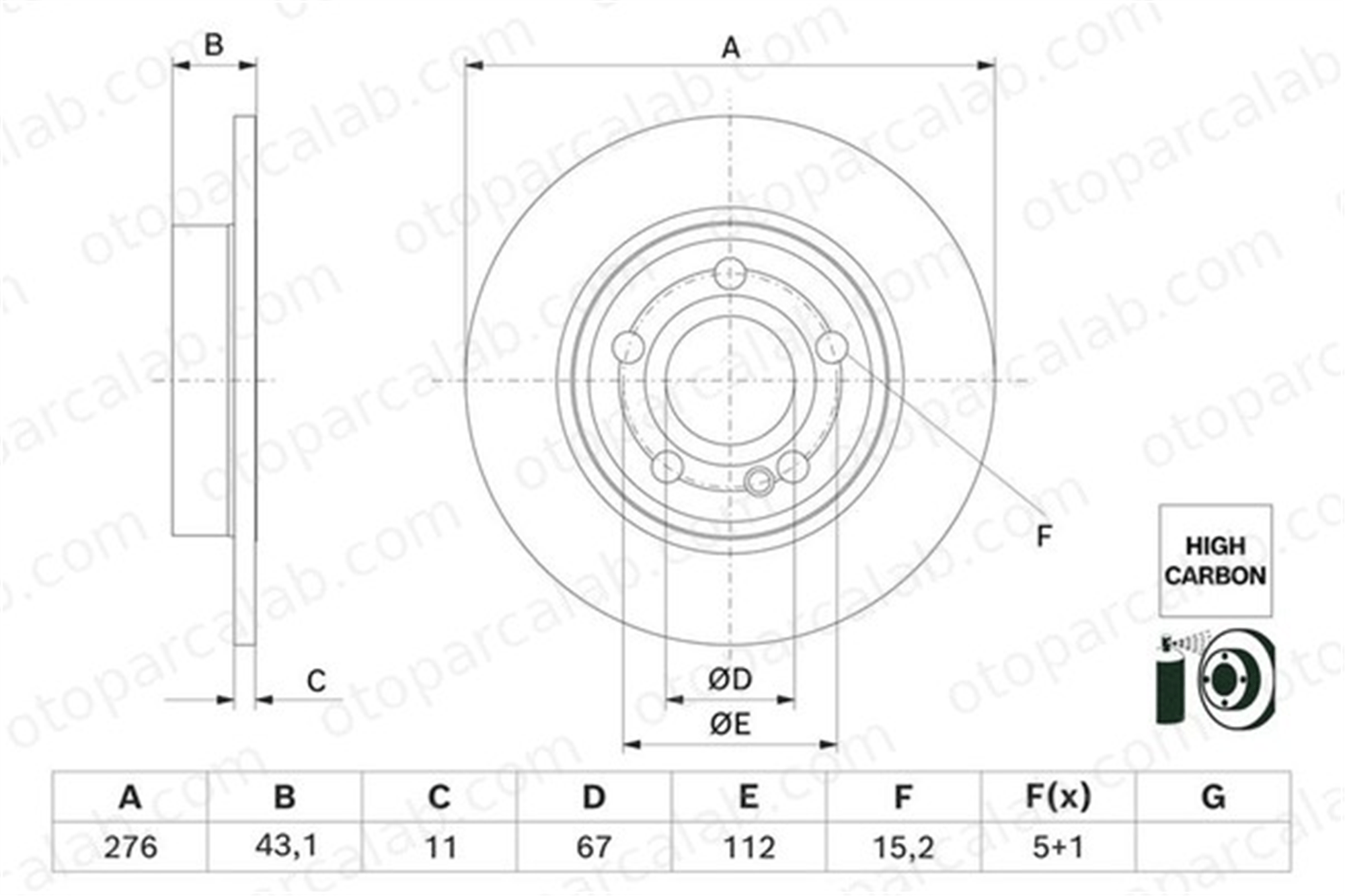 BOSCH 0 986 479 H60 Fren Disk Ayna Arka Sağ ve Sol MERCEDES-BENZ A-SERISI A-SERISI Sedan A2474230112 2474230112