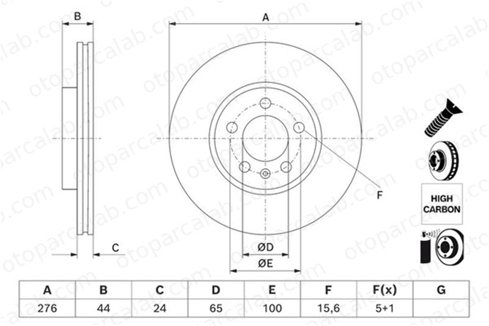 BOSCH 0 986 479 H71 Fren Disk Ayna Ön Sağ ve Sol SEAT IBIZA V ARONA 2Q0615301H