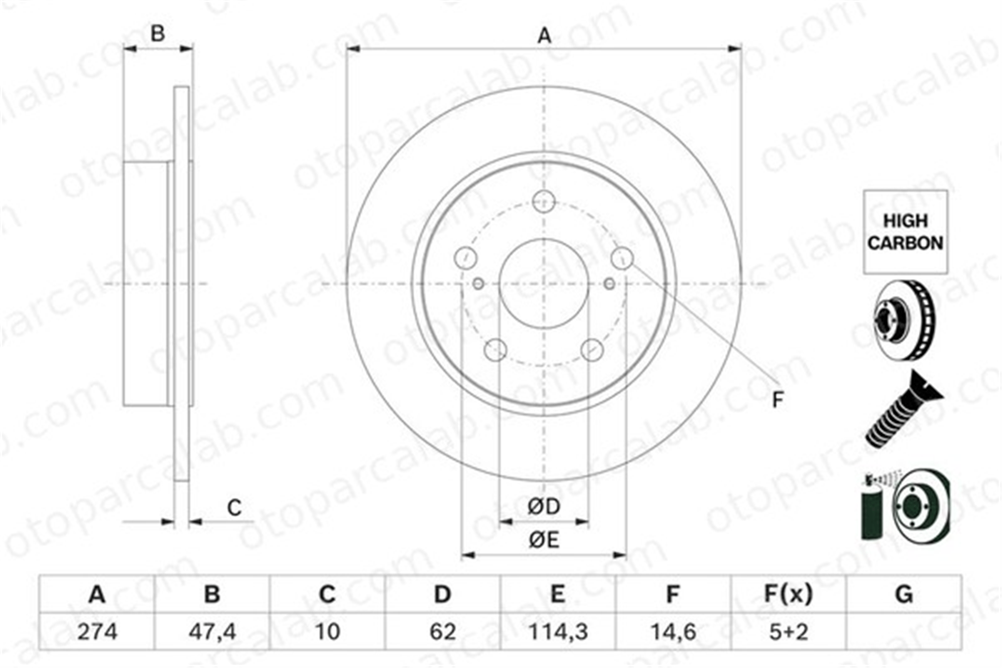 BOSCH 0 986 479 H73 Fren Disk Ayna Arka Sağ ve Sol TOYOTA COROLLA Sedan COROLLA Hatchback 4243102320