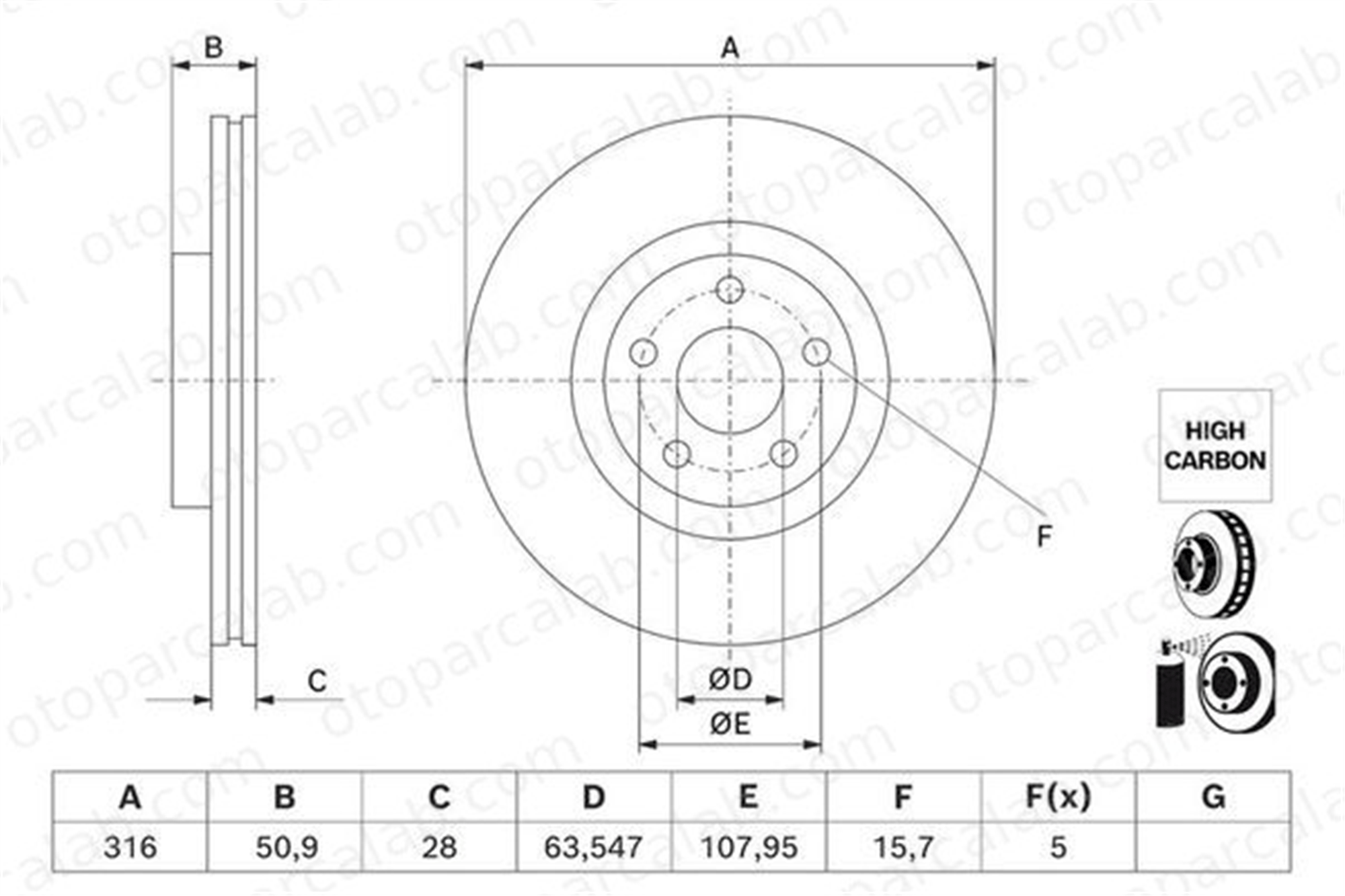 BOSCH 0 986 479 J32 Fren Disk Ayna Ön Sağ ve Sol FORD GALAXY III S-MAX 2015368 2036566