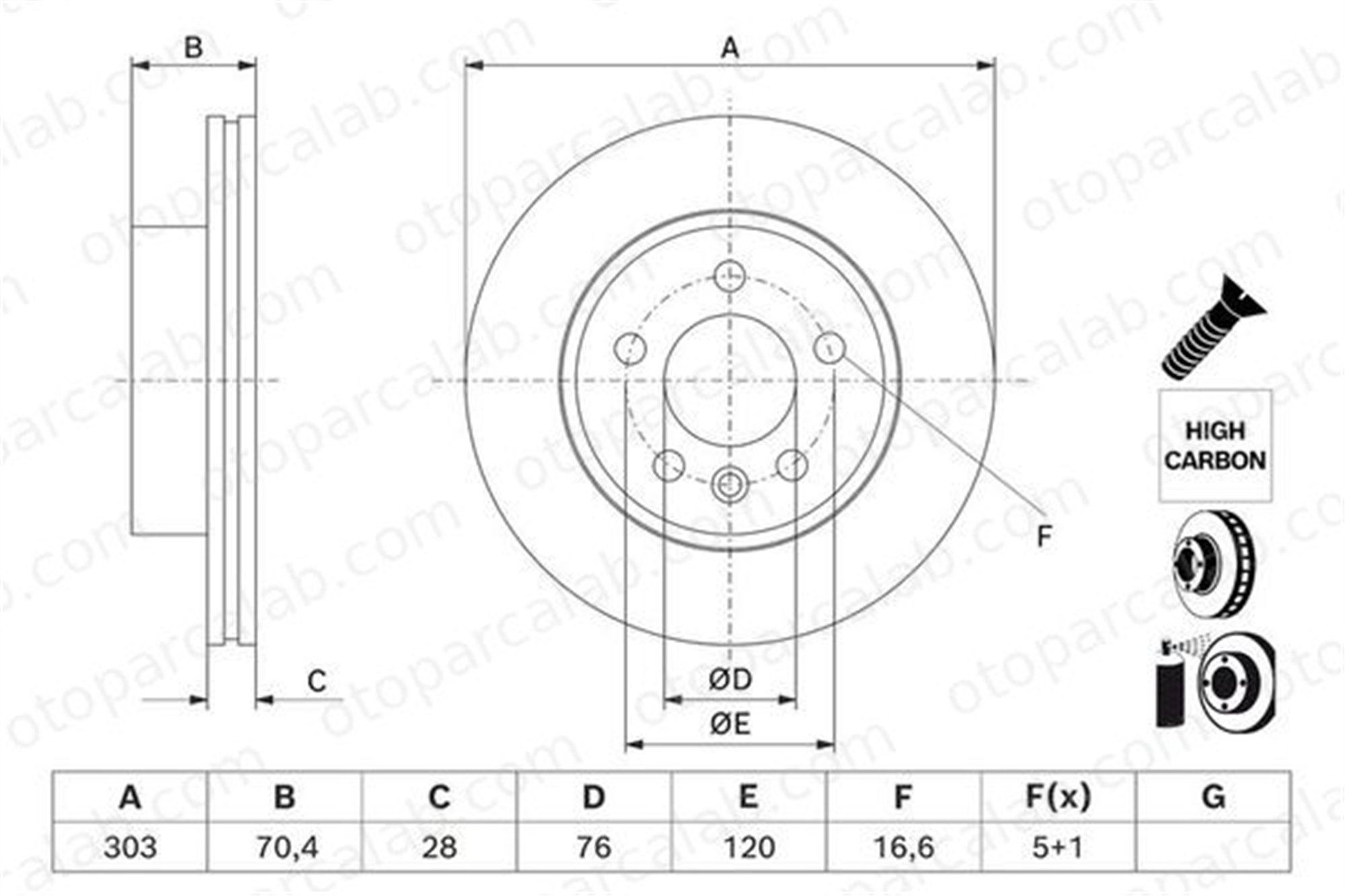 BOSCH 0 986 479 J83 Fren Disk Ayna Ön Sağ ve Sol MAN TGE Panelvan/Van VW CRAFTER Panelvan/Van 2N0615301A 2N0615301D