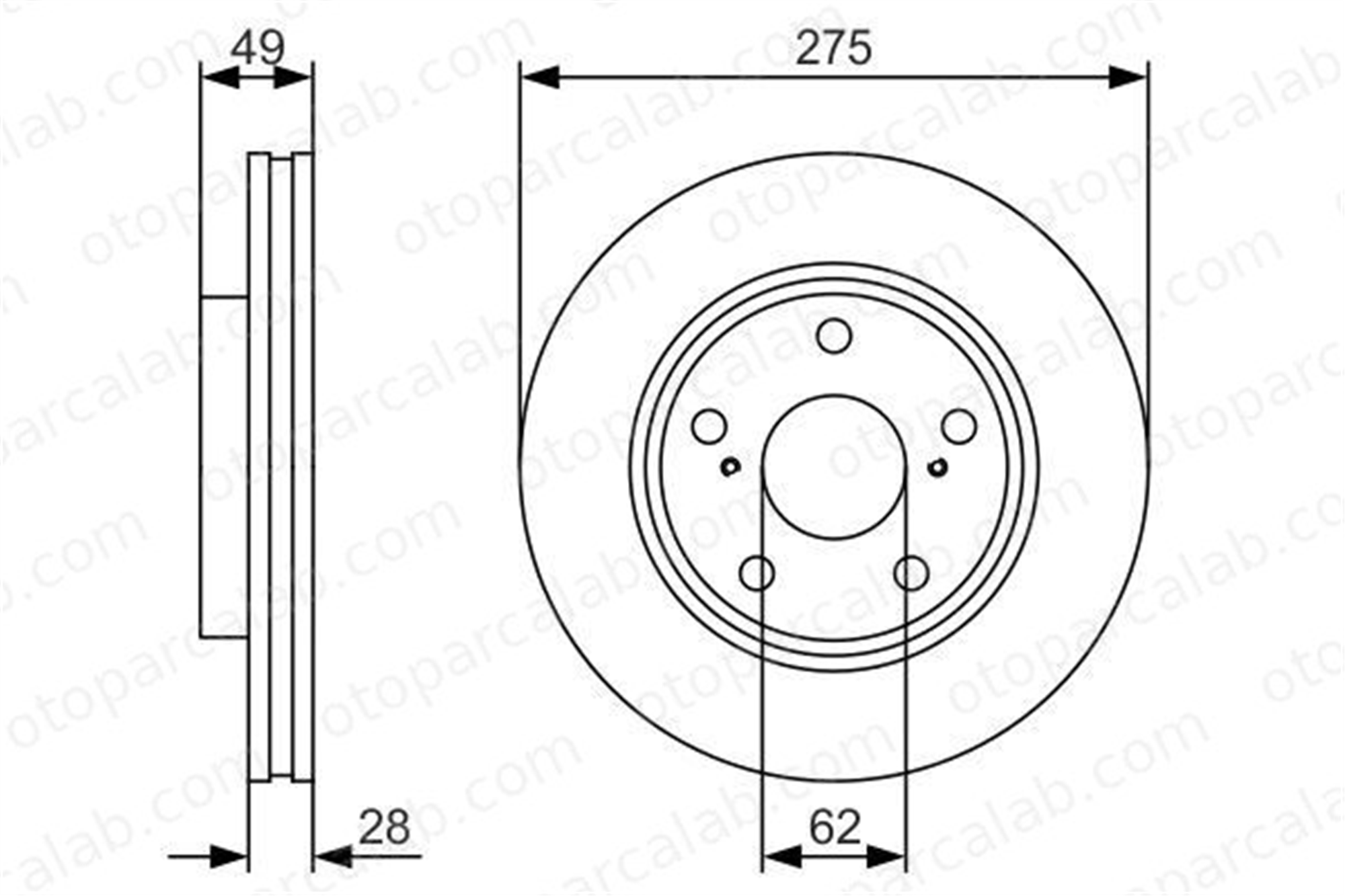 BOSCH 0 986 479 R58 Fren Disk Ayna Ön Sağ ve Sol TOYOTA CAMRY Sedan 4351233060 4351233041