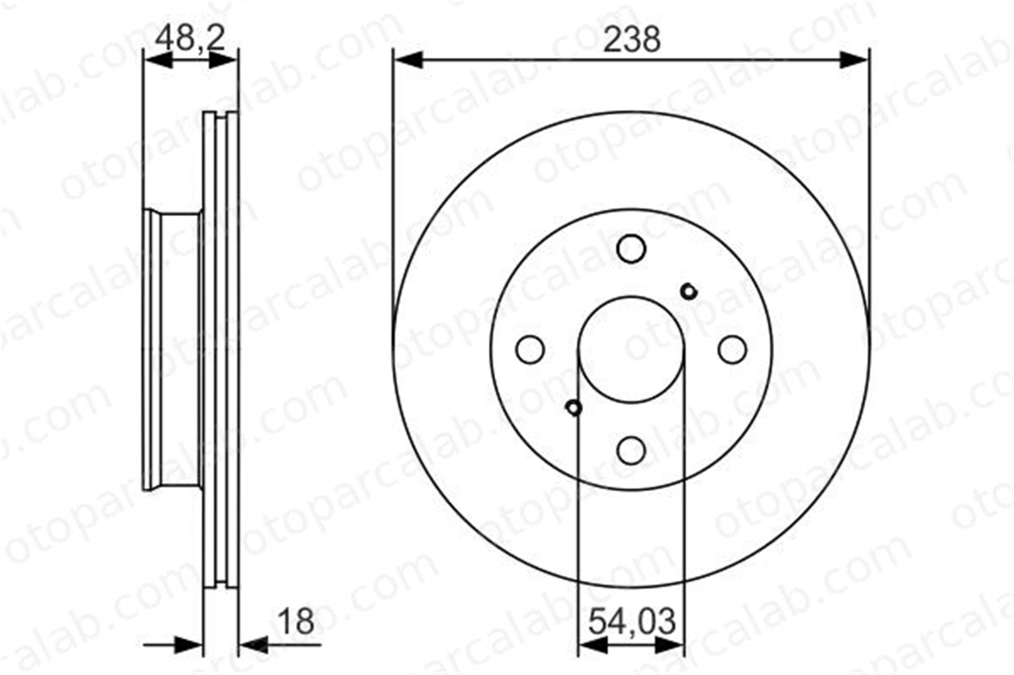 BOSCH 0 986 479 R75 Fren Disk Ayna Ön Sağ ve Sol TOYOTA COROLLA COROLLA Compact 4351212250 4351212290