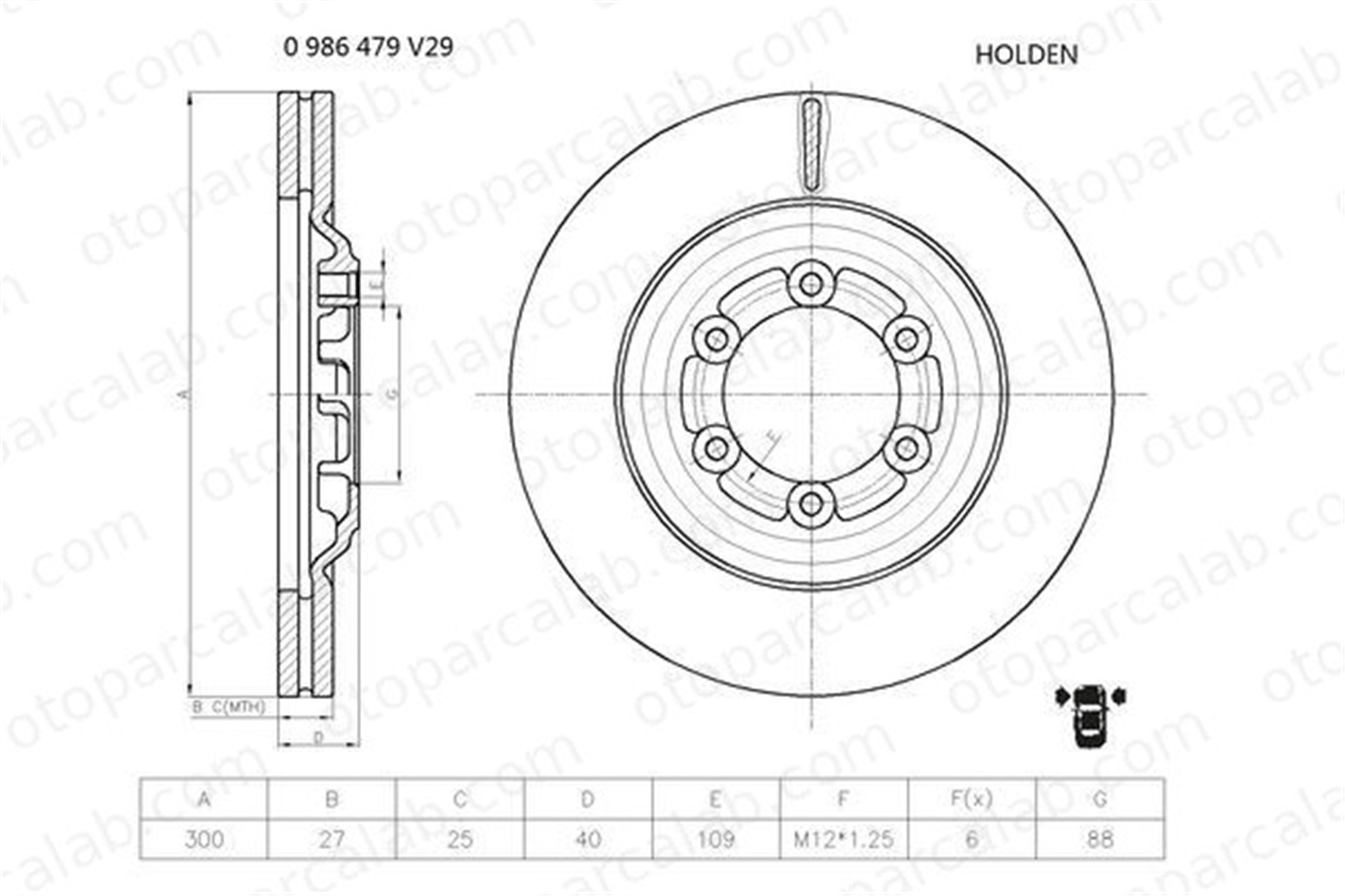 BOSCH 0 986 479 V29 Fren Disk Ayna Ön Sağ ve Sol ISUZU D-MAX II D-MAX I 8979488071 8981246633