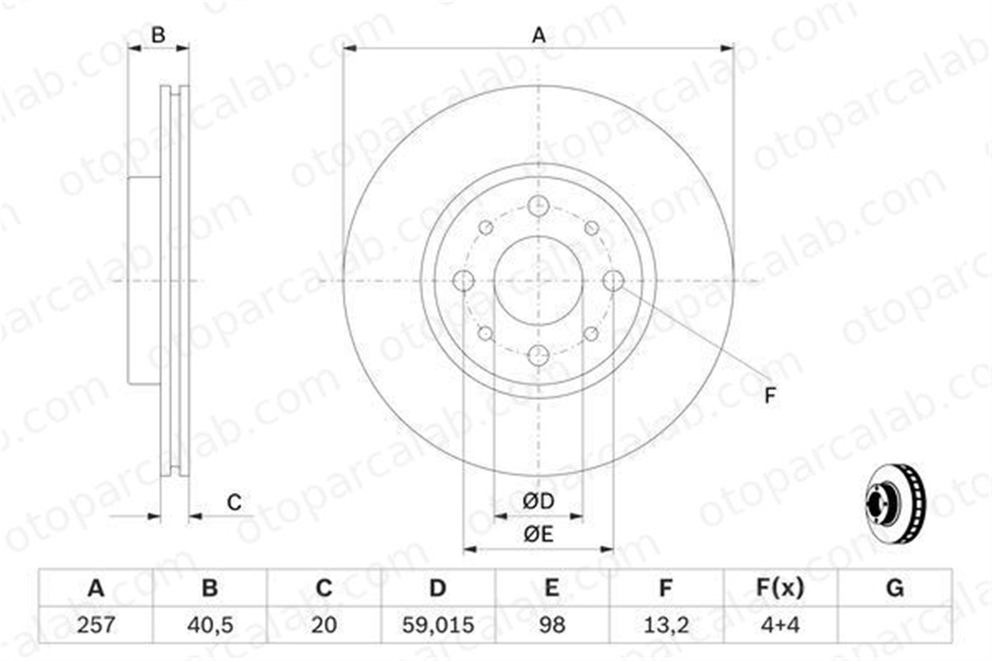 BOSCH 0 986 479 W68 Fren Disk Ayna Ön Sağ ve Sol FIAT TEMPRA S.W. ALFA ROMEO 155 51749124 46416712