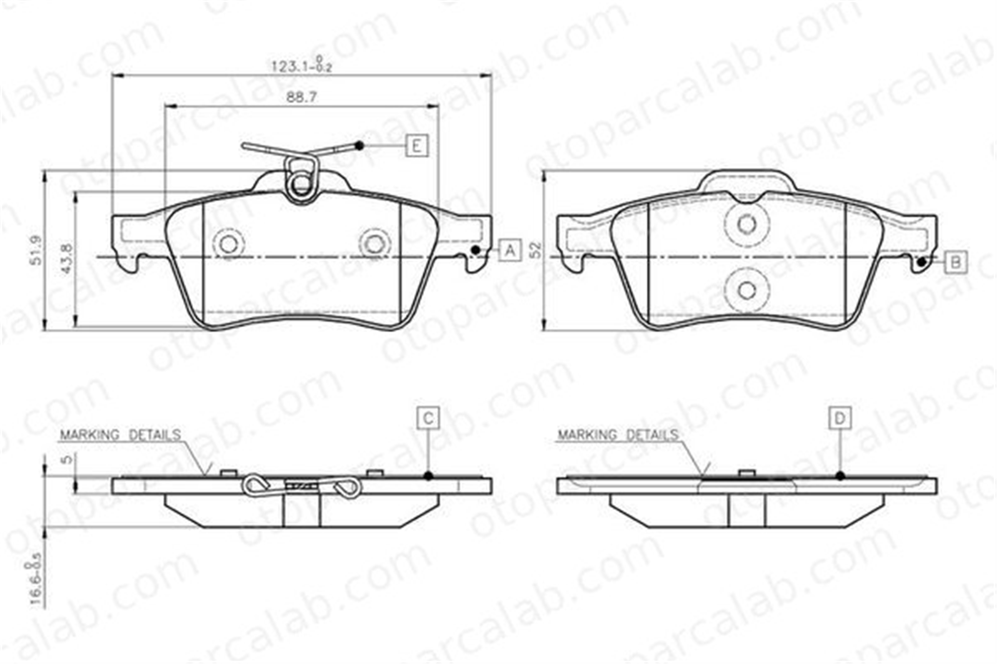 BOSCH 0 986 TB3 028 Fren Disk Balata Arka SAAB 9-3 Station wagon 9-3 3M512M008AC 440601689R