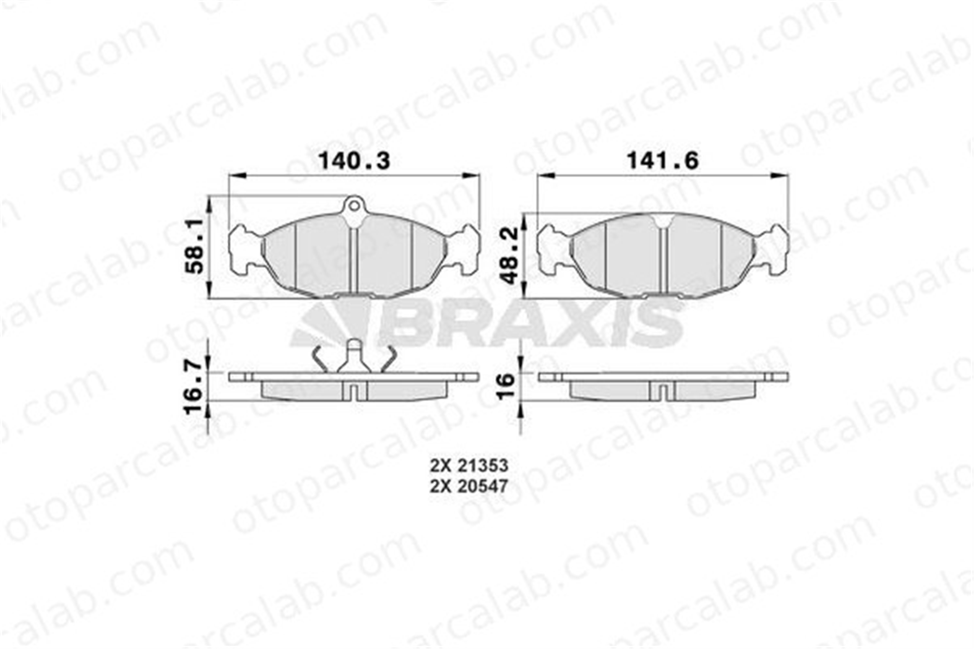 BRAXIS AA0009 Fren Disk Balata Ön OPEL ASTRA F Station wagon ASTRA F 1605087 11046948322