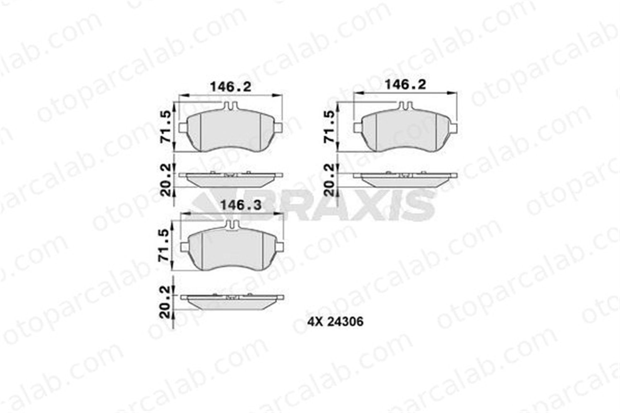 BRAXIS AA0036 Fren Disk Balata Ön MERCEDES-BENZ C-SERISI C-SERISI T-Model A0074205520 54200820