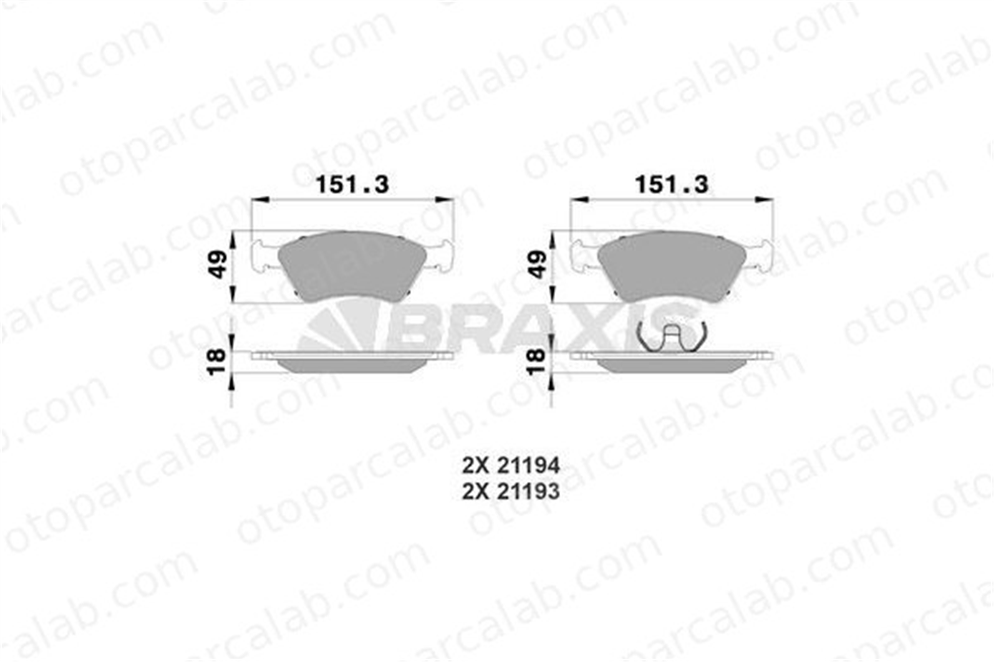 BRAXIS AA0122 Fren Disk Balata Ön FIAT FIORINO Kasa/büyük limuzin FIORINO Pick up 71738154 71738153