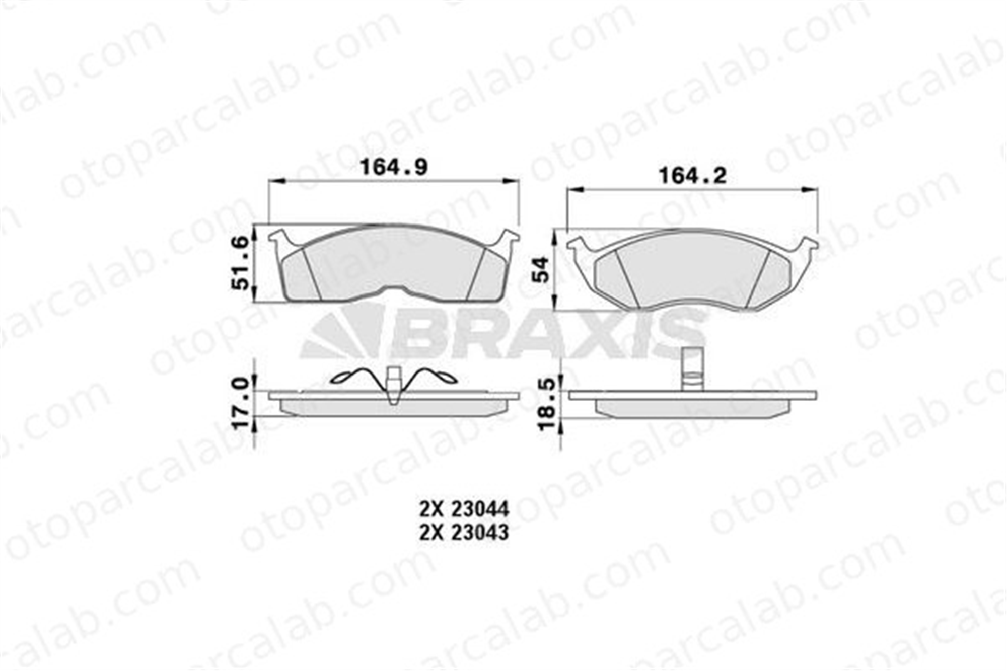 BRAXIS AA0225 Fren Disk Balata Ön CHRYSLER VOYAGER / GRAND VOYAGER III VOYAGER II 4762682 4882107