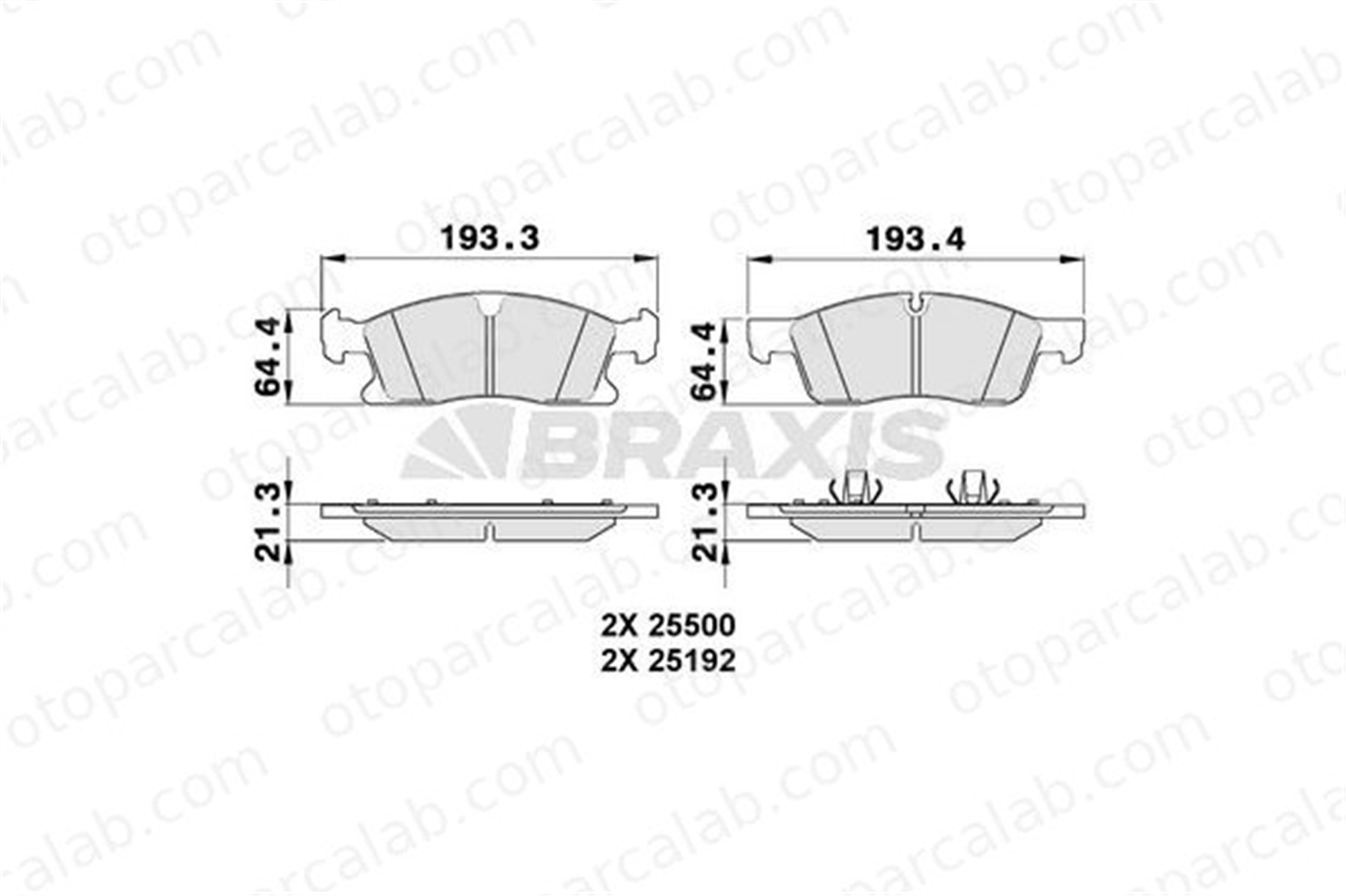 BRAXIS AA0308 Fren Disk Balata Ön MERCEDES-BENZ M-SERISI GL-SERISI A0004209600 64203820