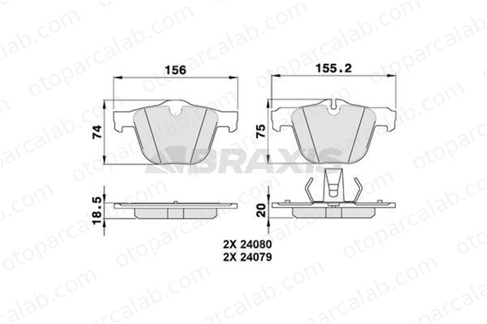 BRAXIS AA0331 Fren Disk Balata Ön JAGUAR XJ XF I C2C27291 C2C36974