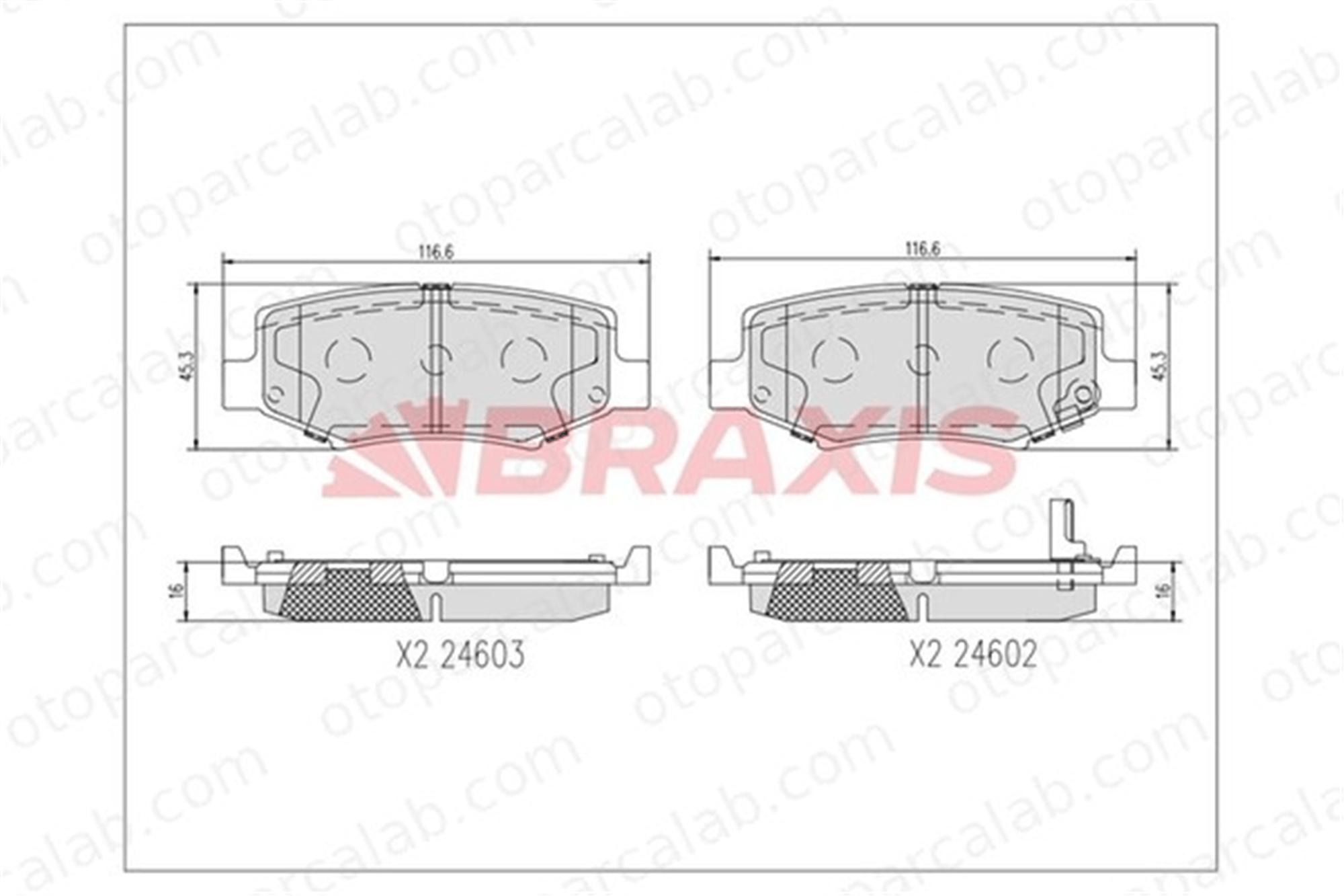 BRAXIS AA0382 Fren Disk Balata Arka DODGE NITRO JEEP CHEROKEE 68003776AA V2013776AA