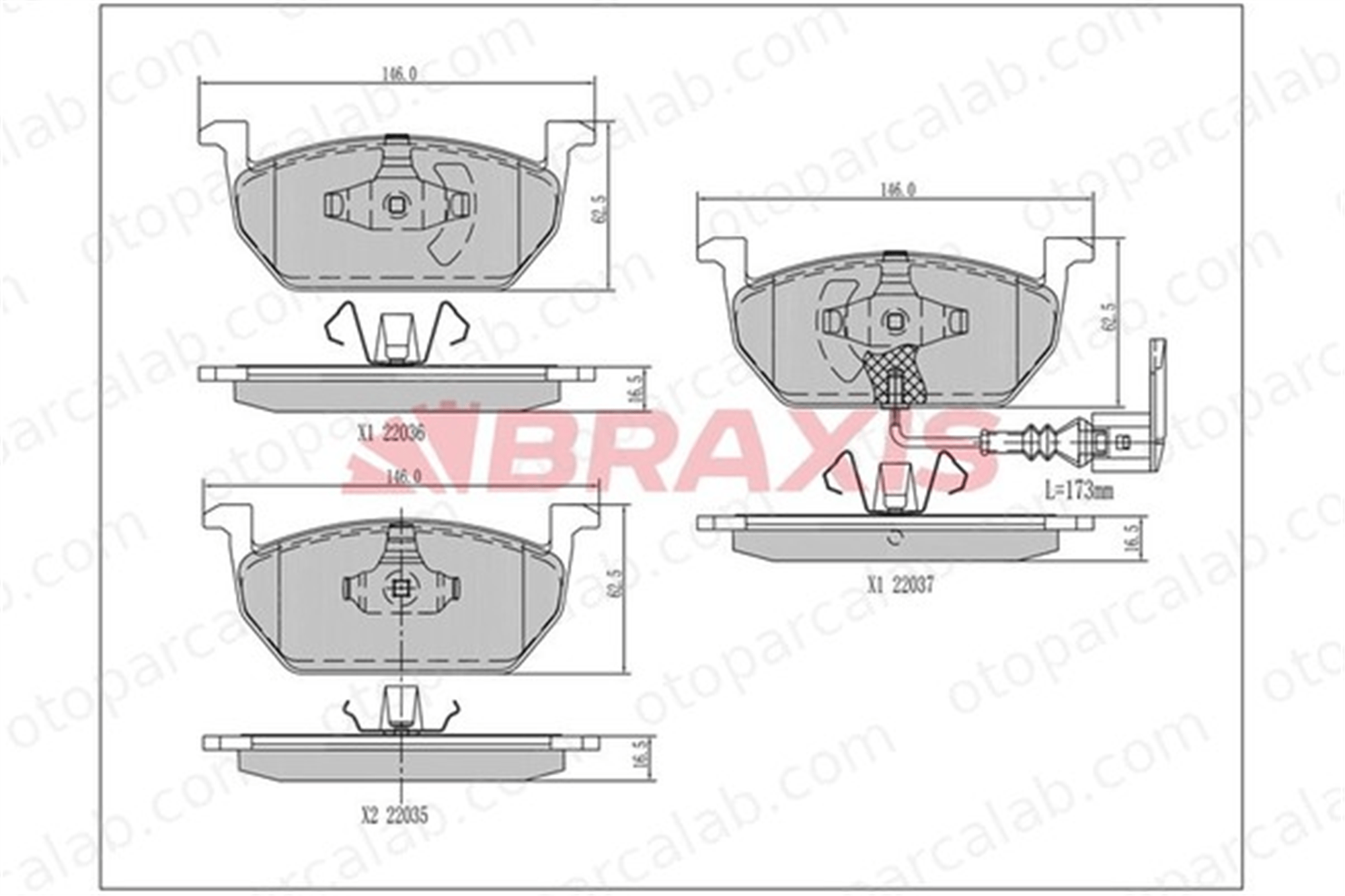 BRAXIS AA0458 Fren Disk Balata Ön SKODA OCTAVIA III VW GOLF VII 5Q0698151C 5Q0698151T