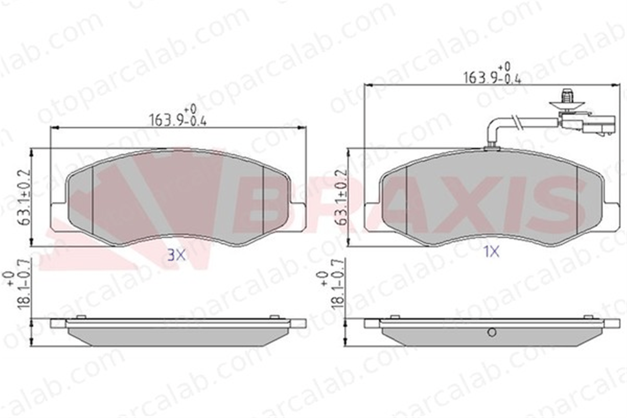 BRAXIS AA0601 Fren Disk Balata Arka RENAULT MASTER III Panelvan/Van MASTER III Platform şasi 440600866R 440600941R