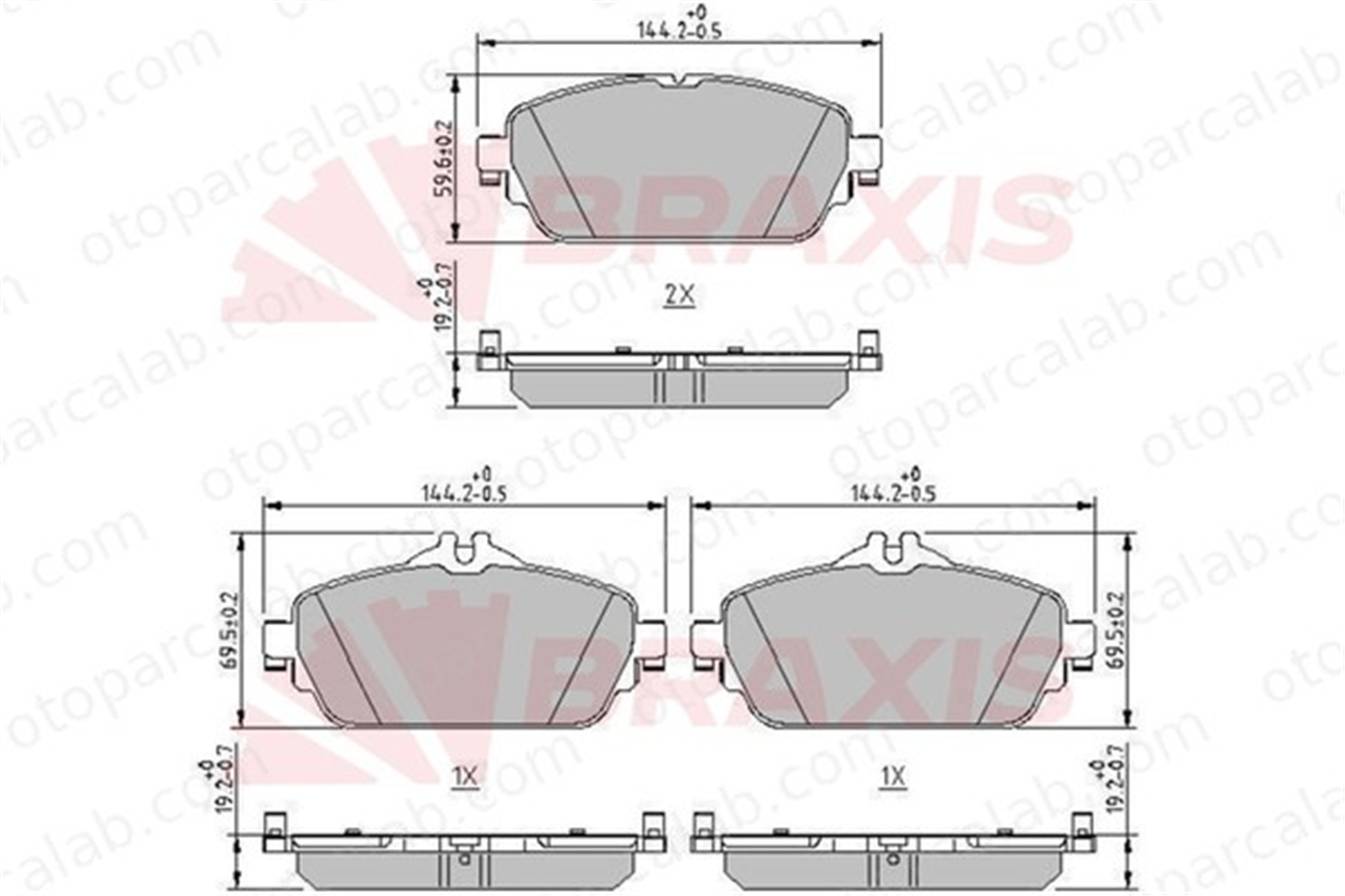 BRAXIS AA0624 Fren Disk Balata Ön MERCEDES-BENZ C-SERISI C-SERISI T-Model A0004208700 4208700